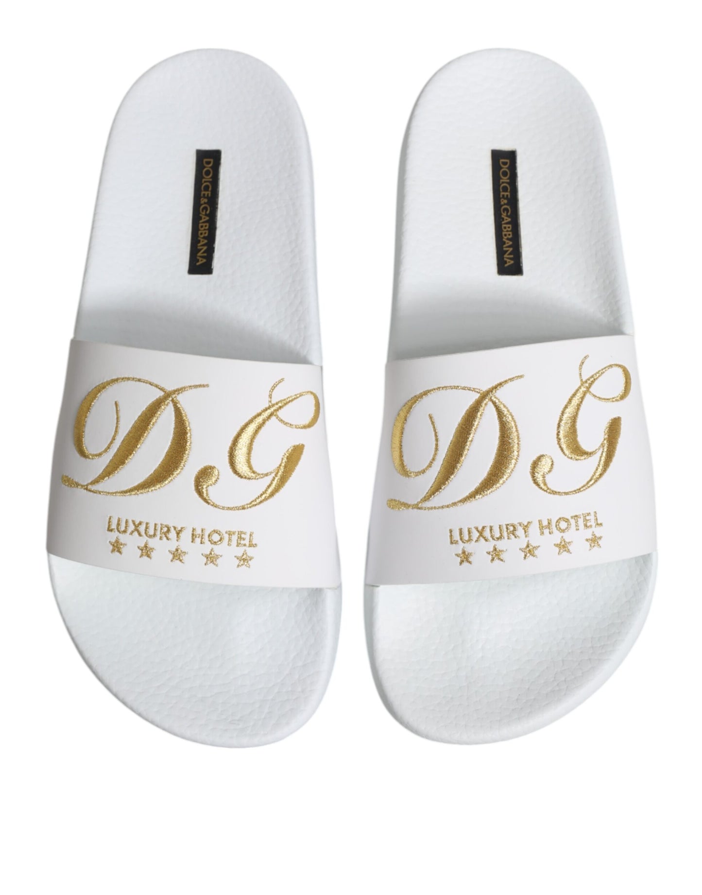 Dolce & Gabbana Weiße Leder Pantoletten Sandalen Beachwear Schuhe