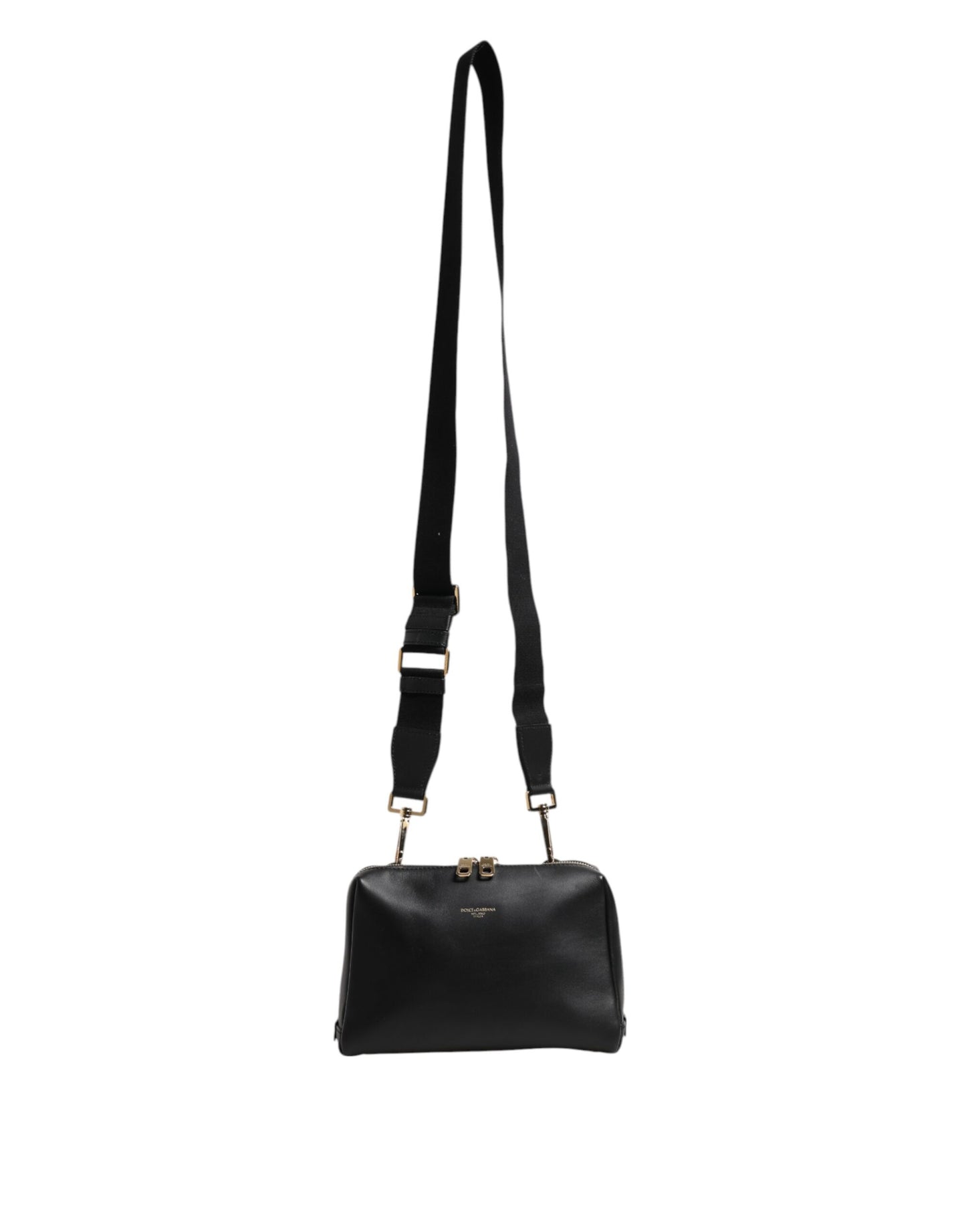 Dolce & Gabbana Schwarze mediterrane Lederschulter-Umhängetasche