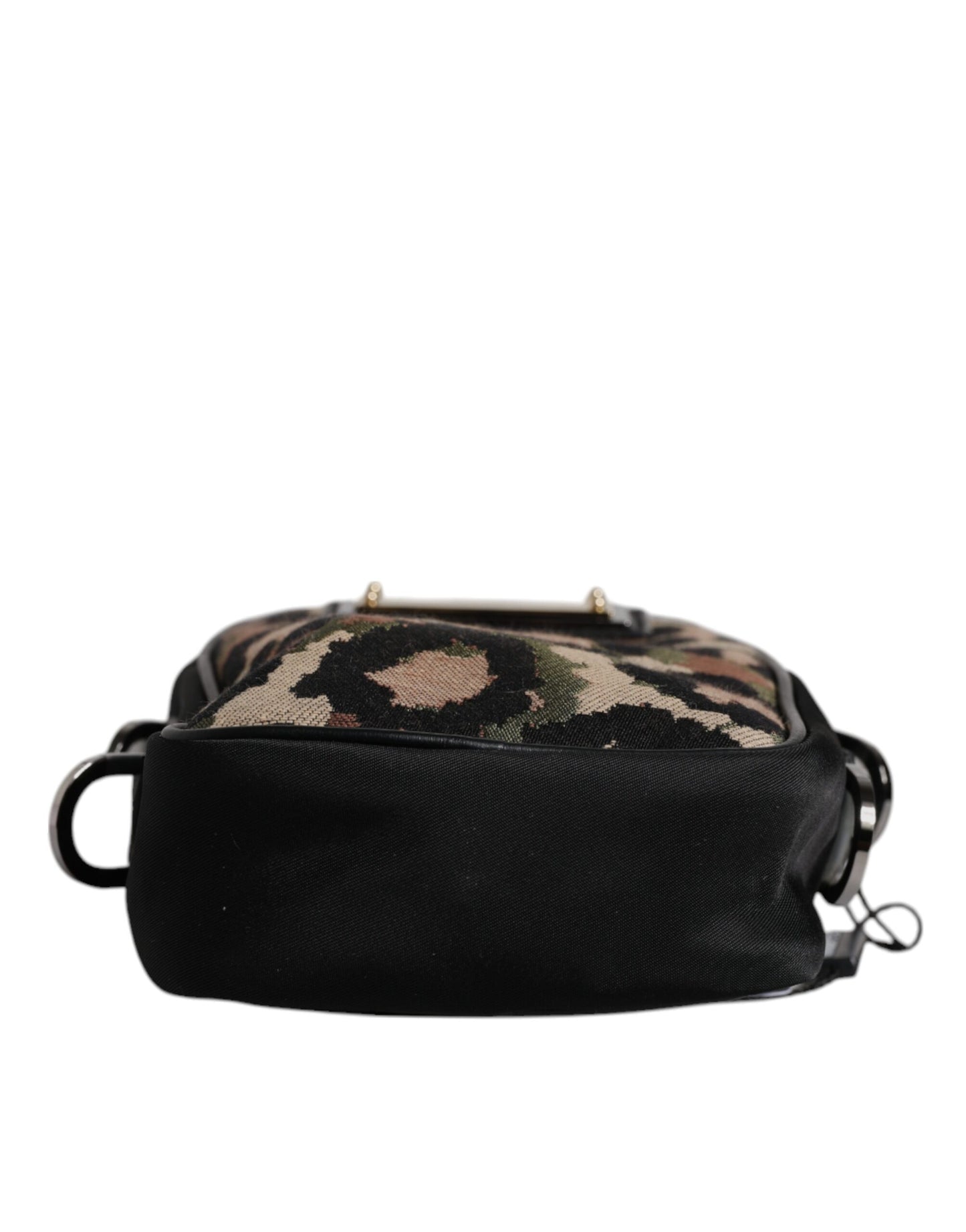 Dolce & Gabbana Multicolor Leopard Jacquard Logo Plaque Halsband Tasche