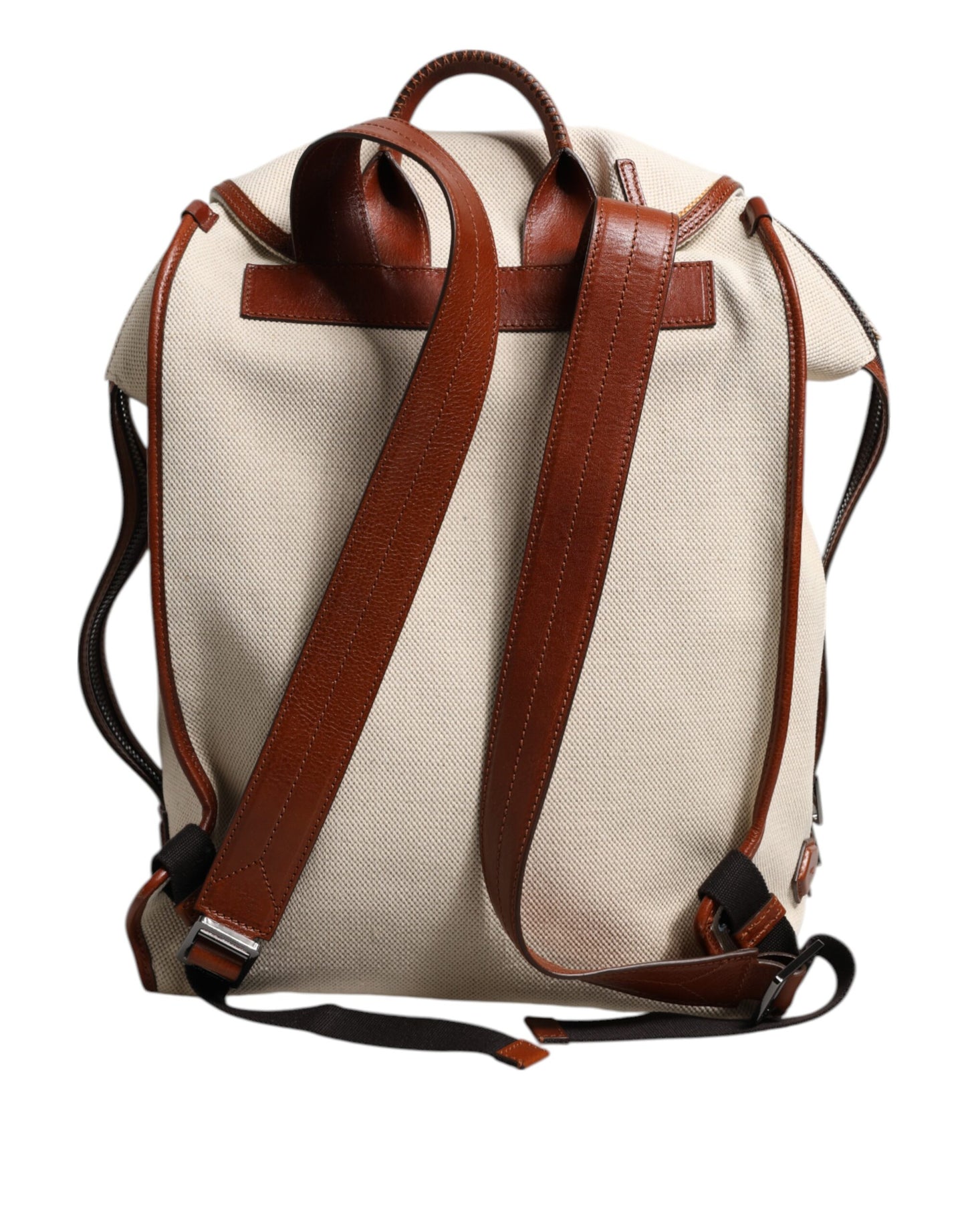 Dolce & Gabbana Beige Braun Segeltuch Leder EDGE Reise Männer Rucksack Tasche