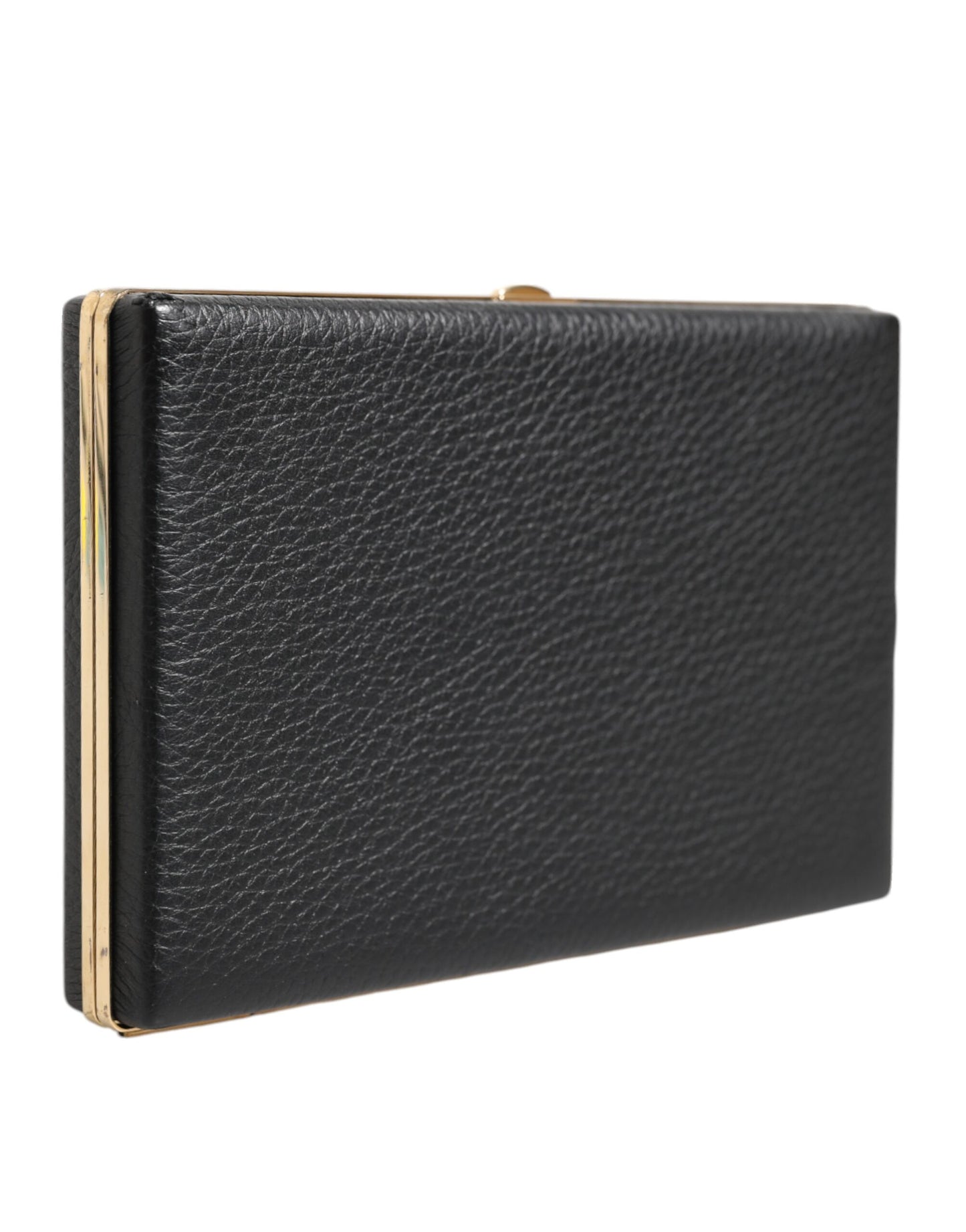 Dolce & Gabbana Schwarz Leder Gold Rahmen Kupplung Abend Party Handtasche