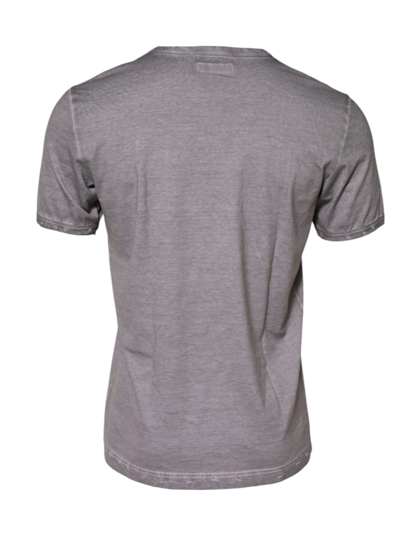 Dolce & Gabbana Graues T-Shirt mit Rundhalsausschnitt aus Baumwolle mit Grafikdruck