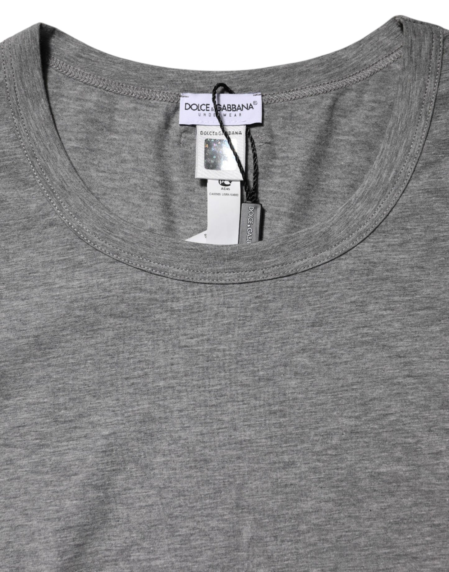 Dolce & Gabbana Graues T-Shirt mit Rundhalsausschnitt und kurzen Ärmeln Unterwäsche
