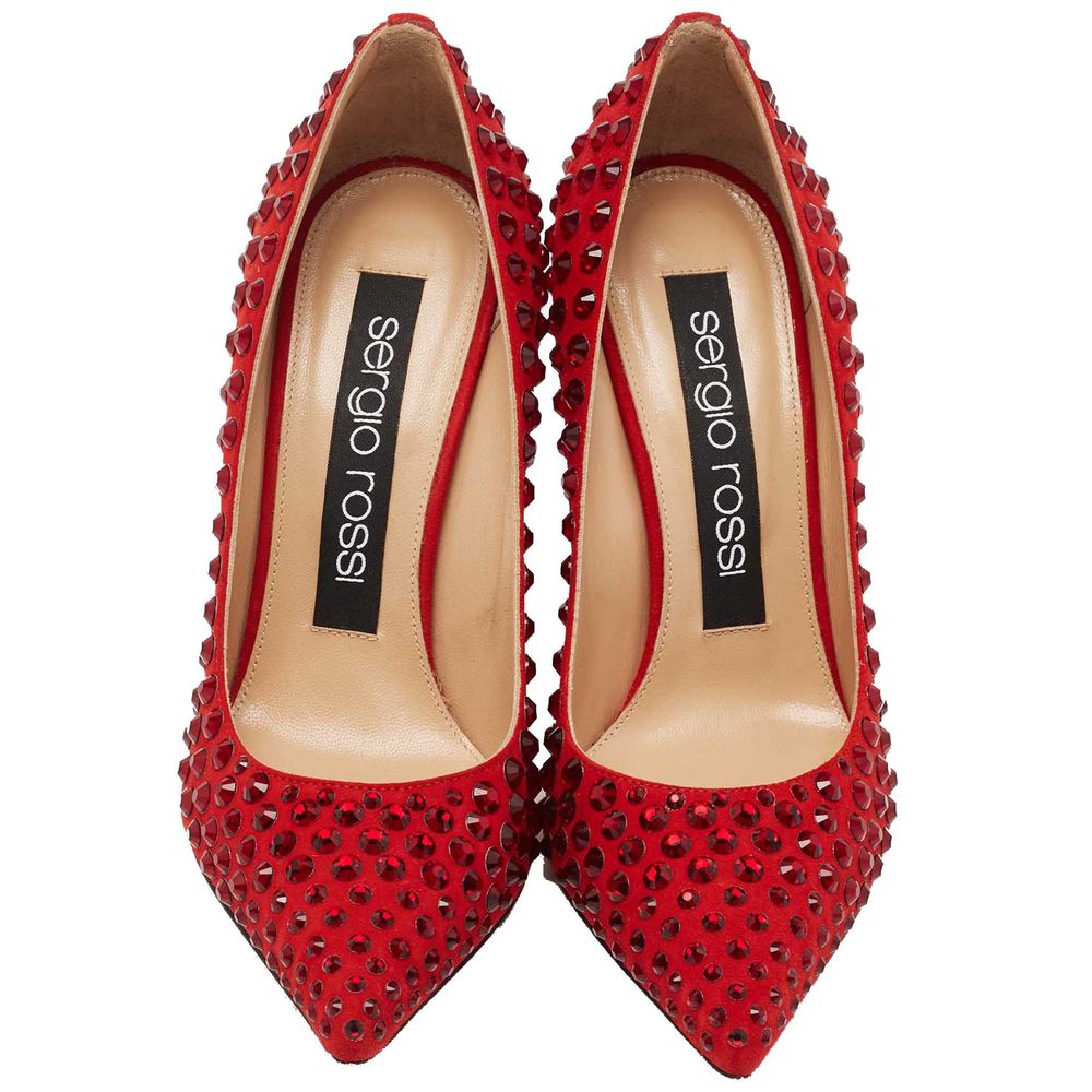 Sergio Rossi Rote Kalbsleder-Pumps