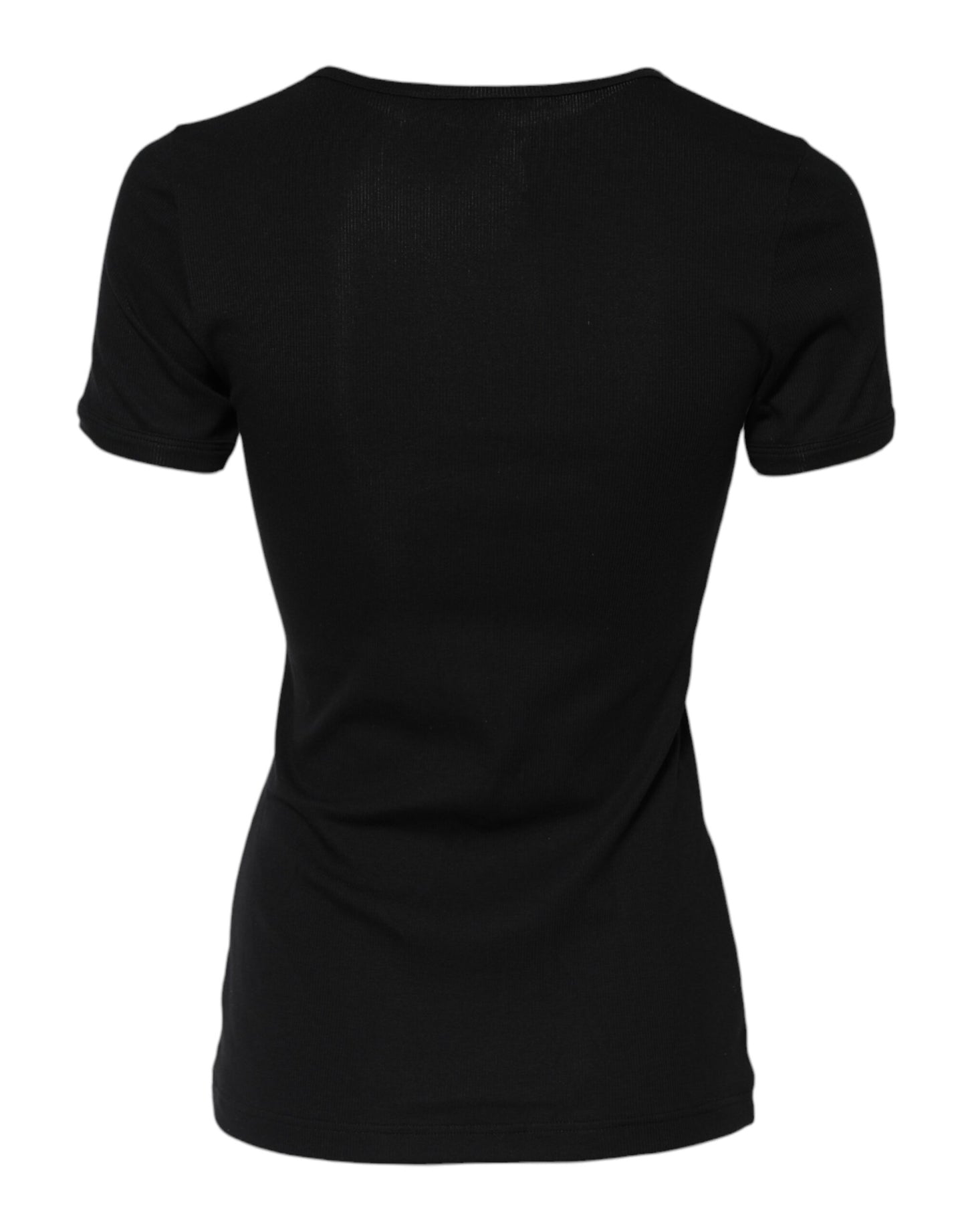 Dolce & Gabbana Schwarzes Baumwoll-Henley-T-Shirt mit kurzen Ärmeln
