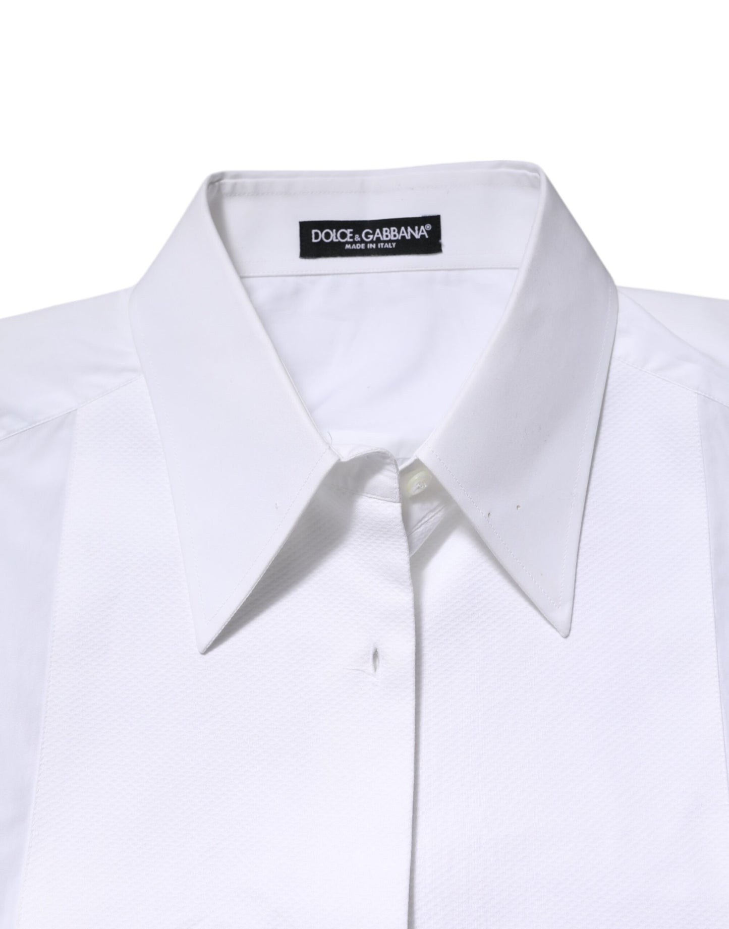 Dolce & Gabbana Weißes Baumwollhemd mit Kragen und langen Ärmeln