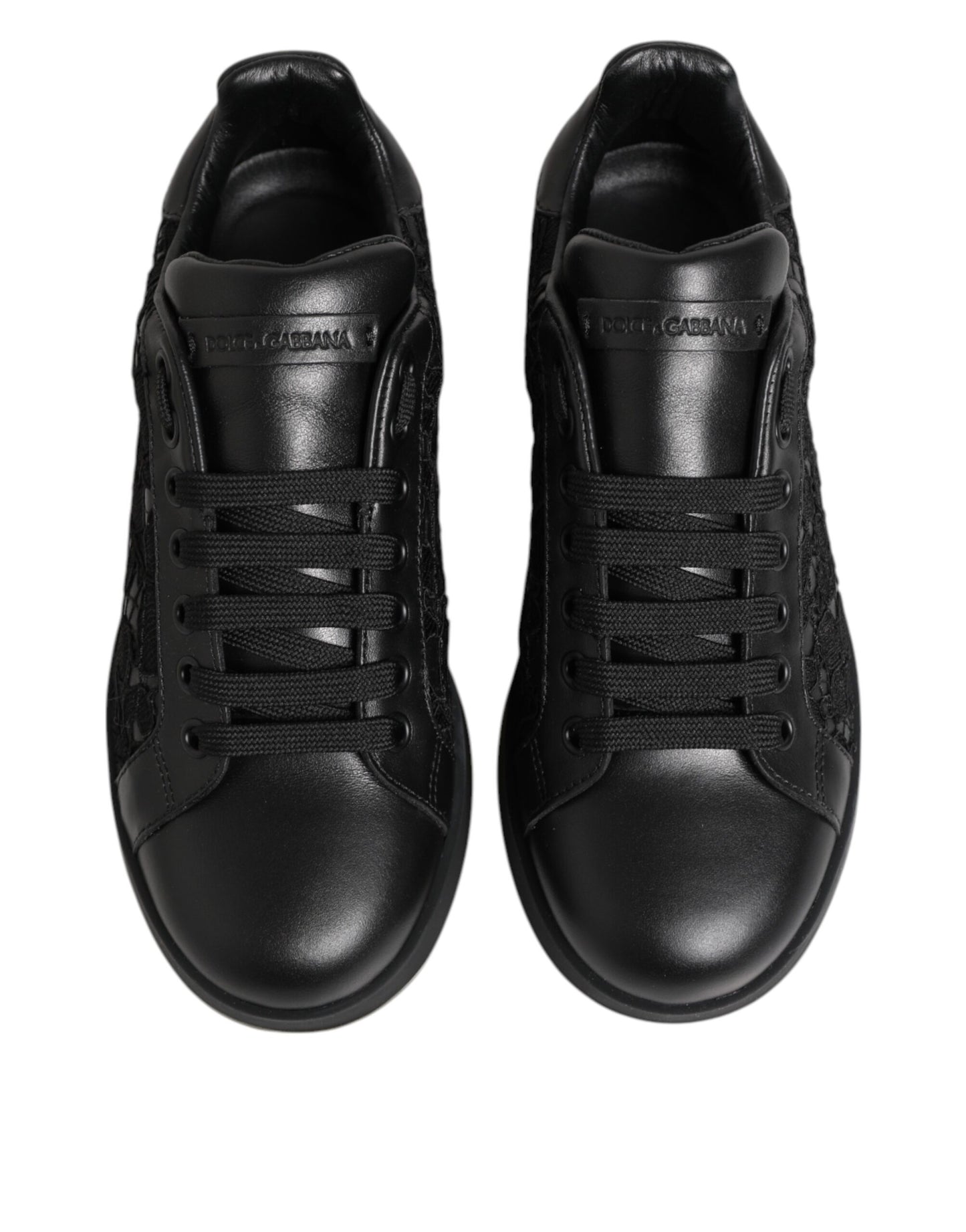 Dolce & Gabbana Schwarz Floral Spitze Low Top Sneakers Schuhe