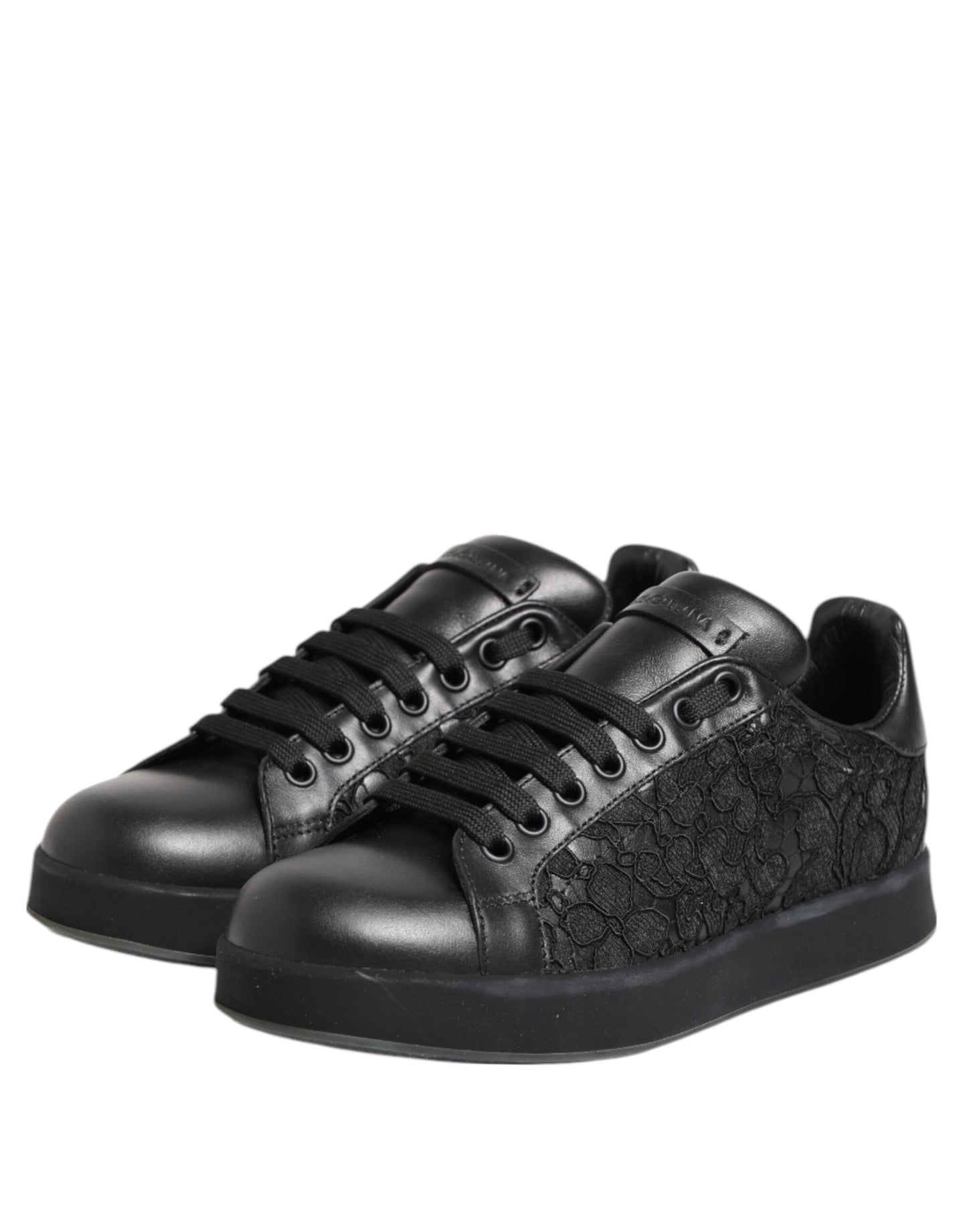 Dolce & Gabbana Schwarz Floral Spitze Low Top Sneakers Schuhe