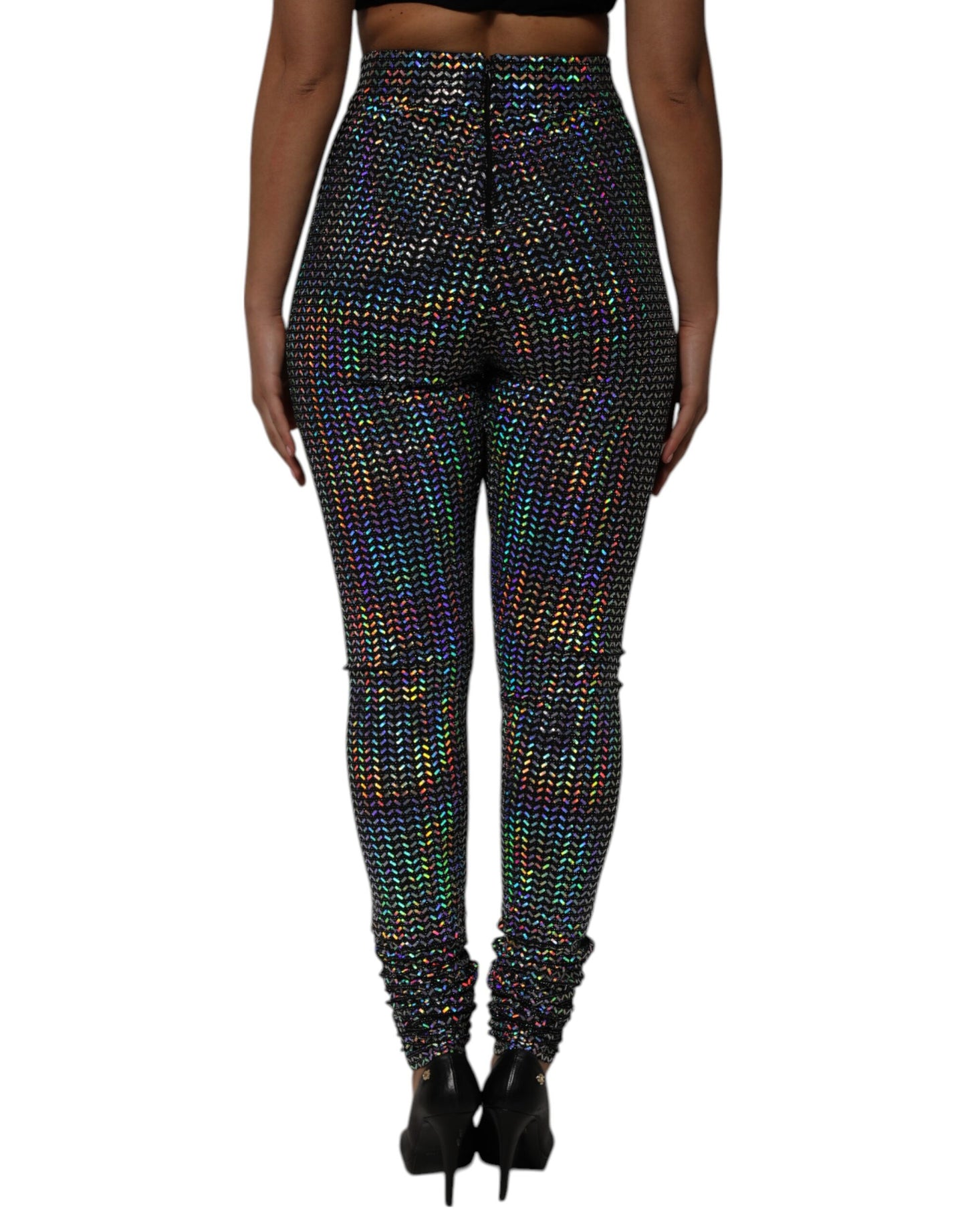 Dolce & Gabbana Multicolor Pailletten Leggings Hosen Hosen