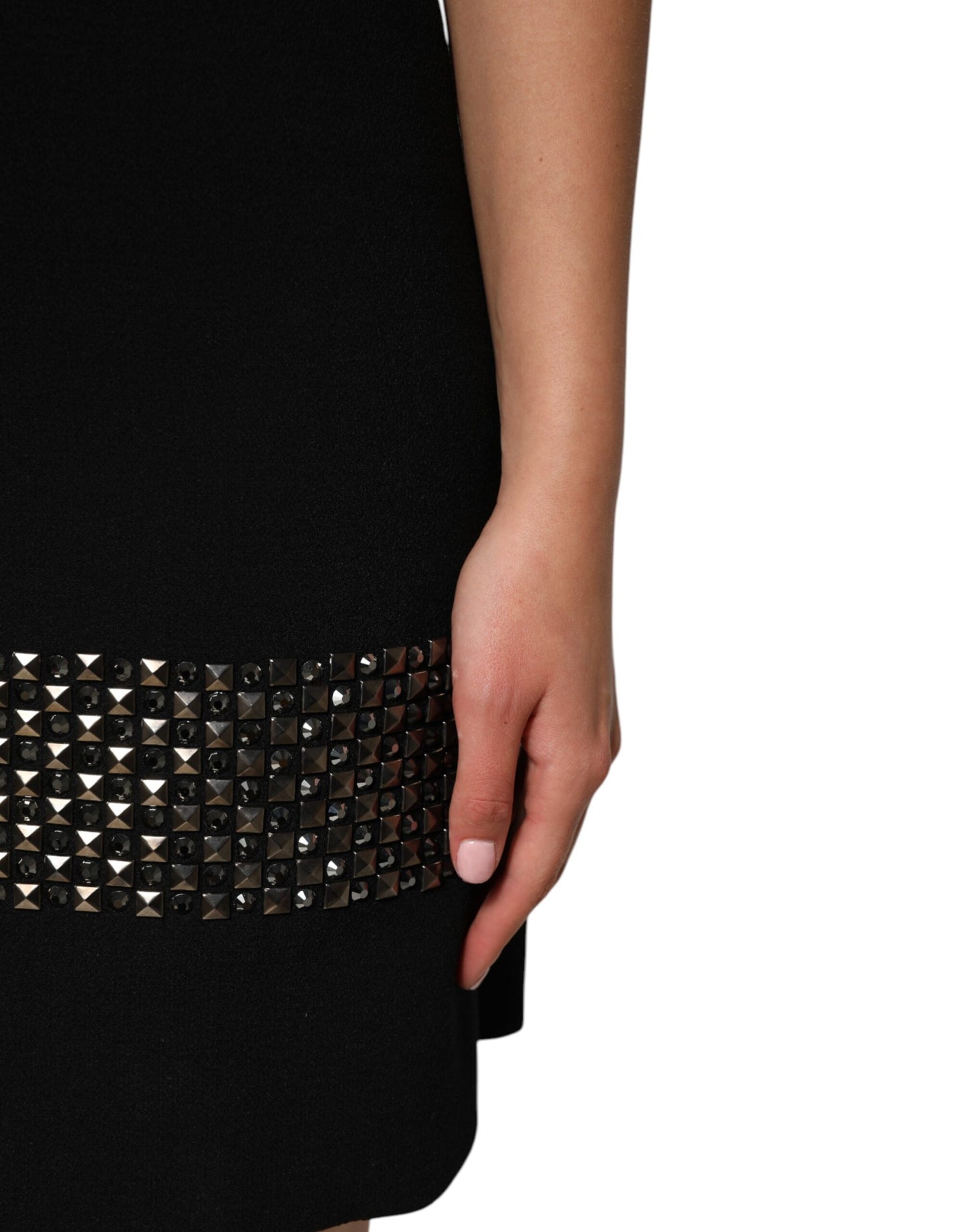 Dolce & Gabbana Schwarzes kristallverziertes Minikleid mit Kragen