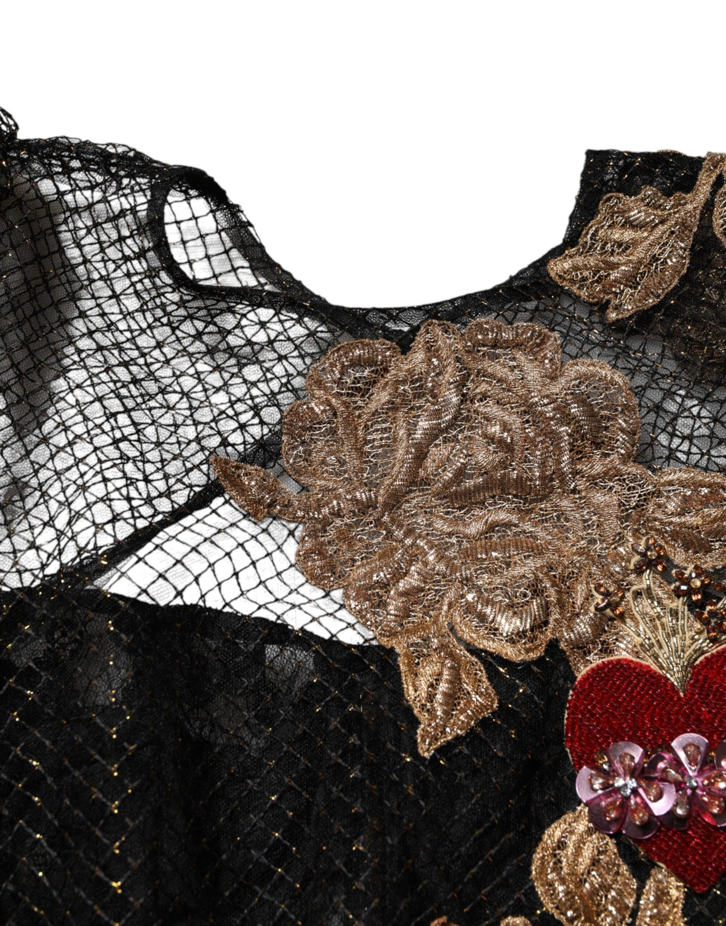 Dolce & Gabbana Schwarzes mit Kristallherz verziertes Kleid in A-Linie