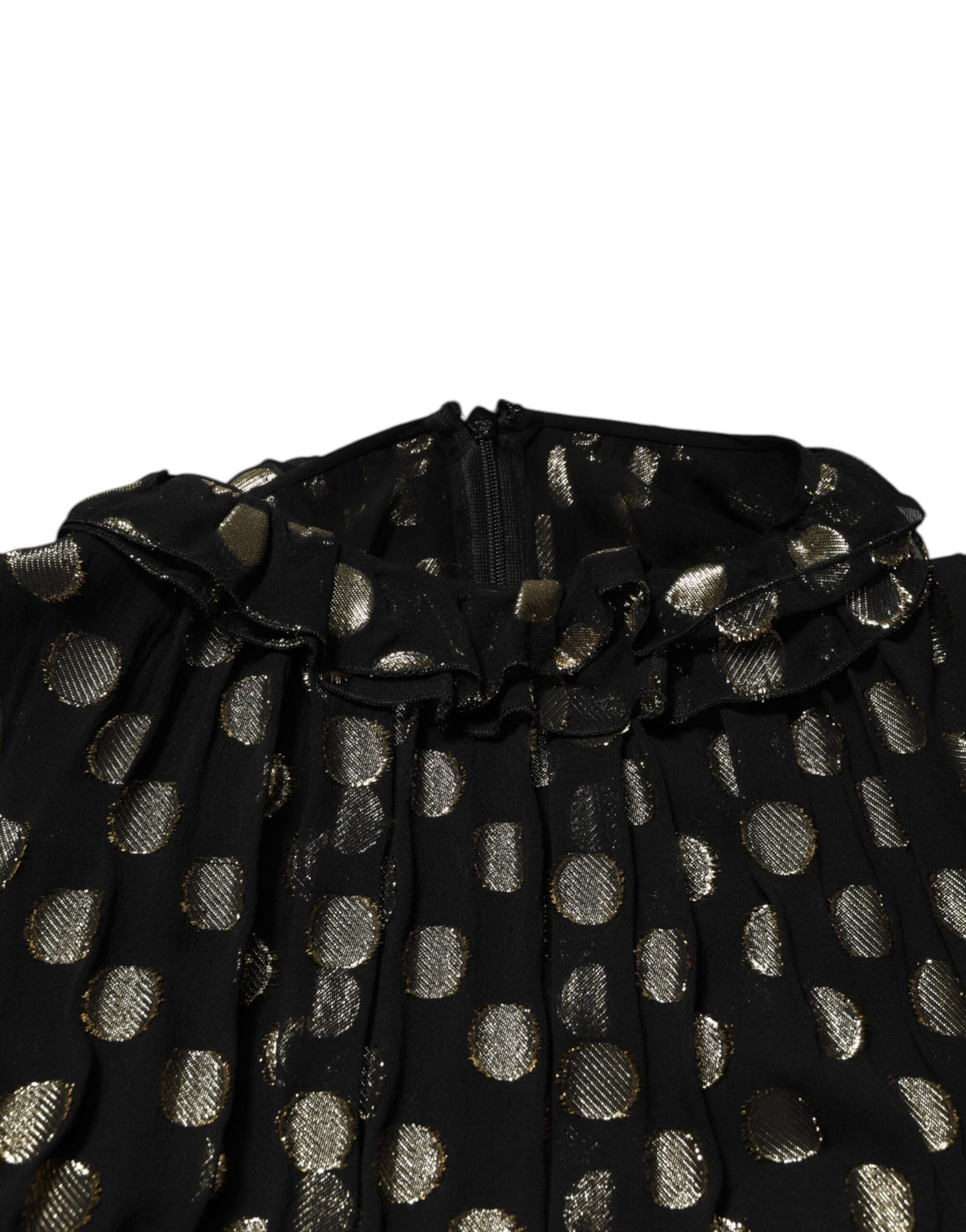 Dolce & Gabbana Schwarz-Gold gepunktetes Minikleid aus Seidenbrokat