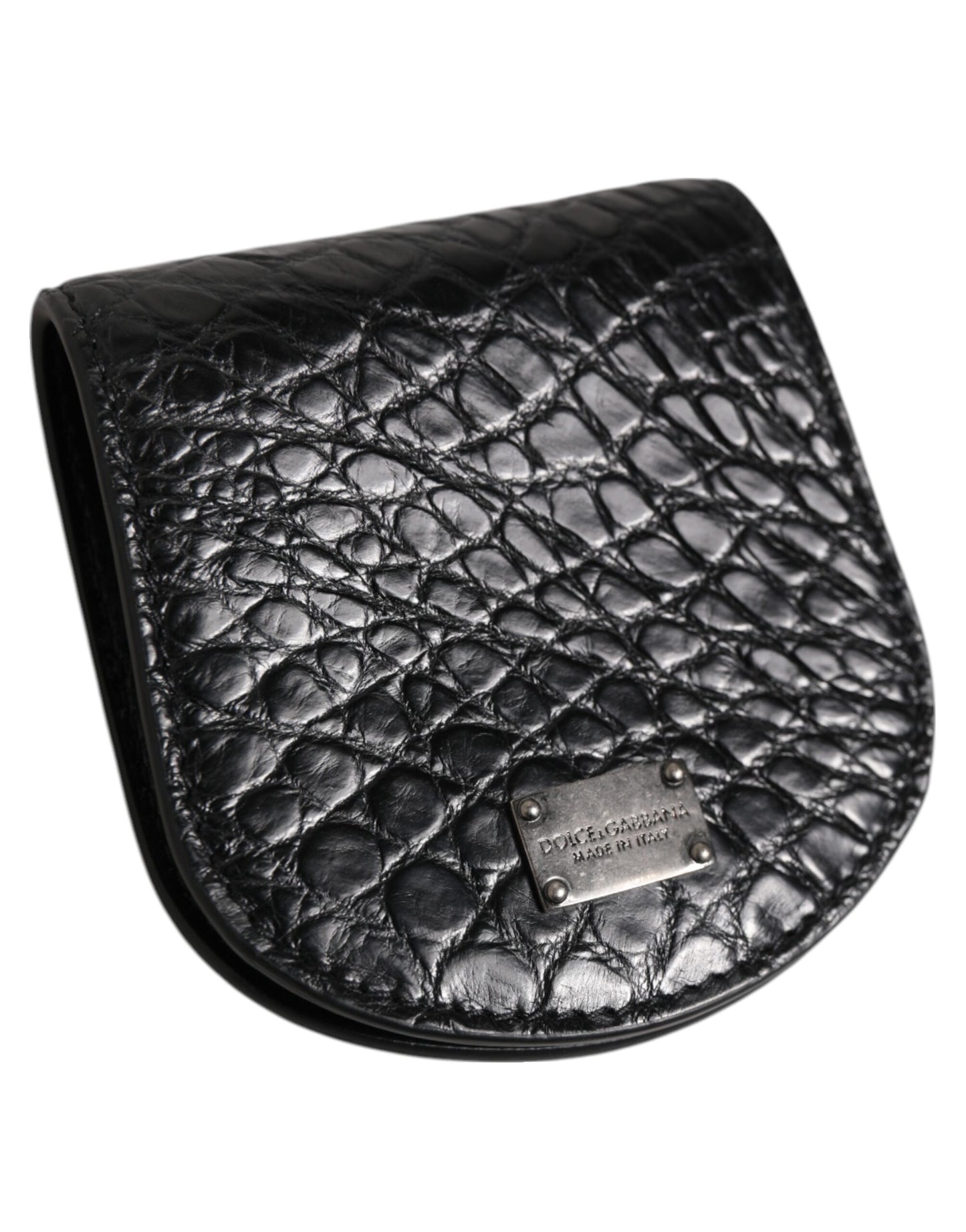 Dolce & Gabbana Schwarz Exotische Haut Münze Kondom Fall Halter Tasche Brieftasche