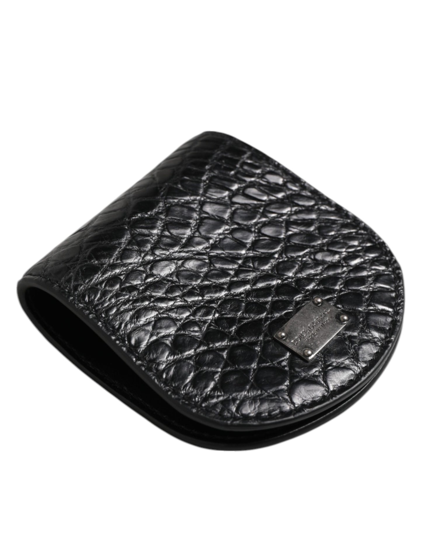 Dolce & Gabbana Schwarz Exotische Haut Münze Kondom Fall Halter Tasche Brieftasche