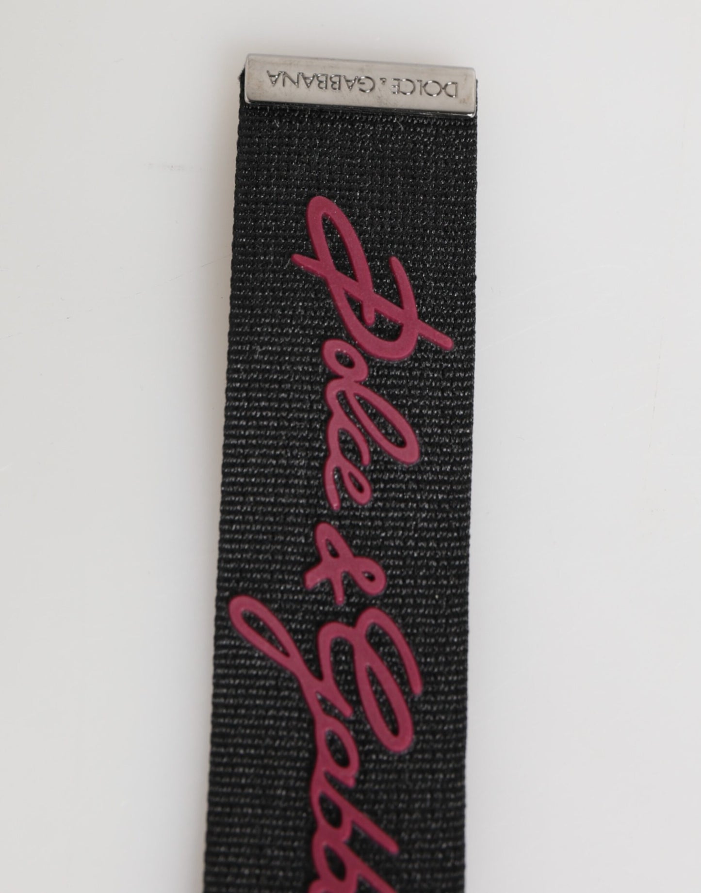Dolce & Gabbana Schwarz Rot Polyester DG Logo Silber Herren Schlüsselanhänger Schlüsselanhänger
