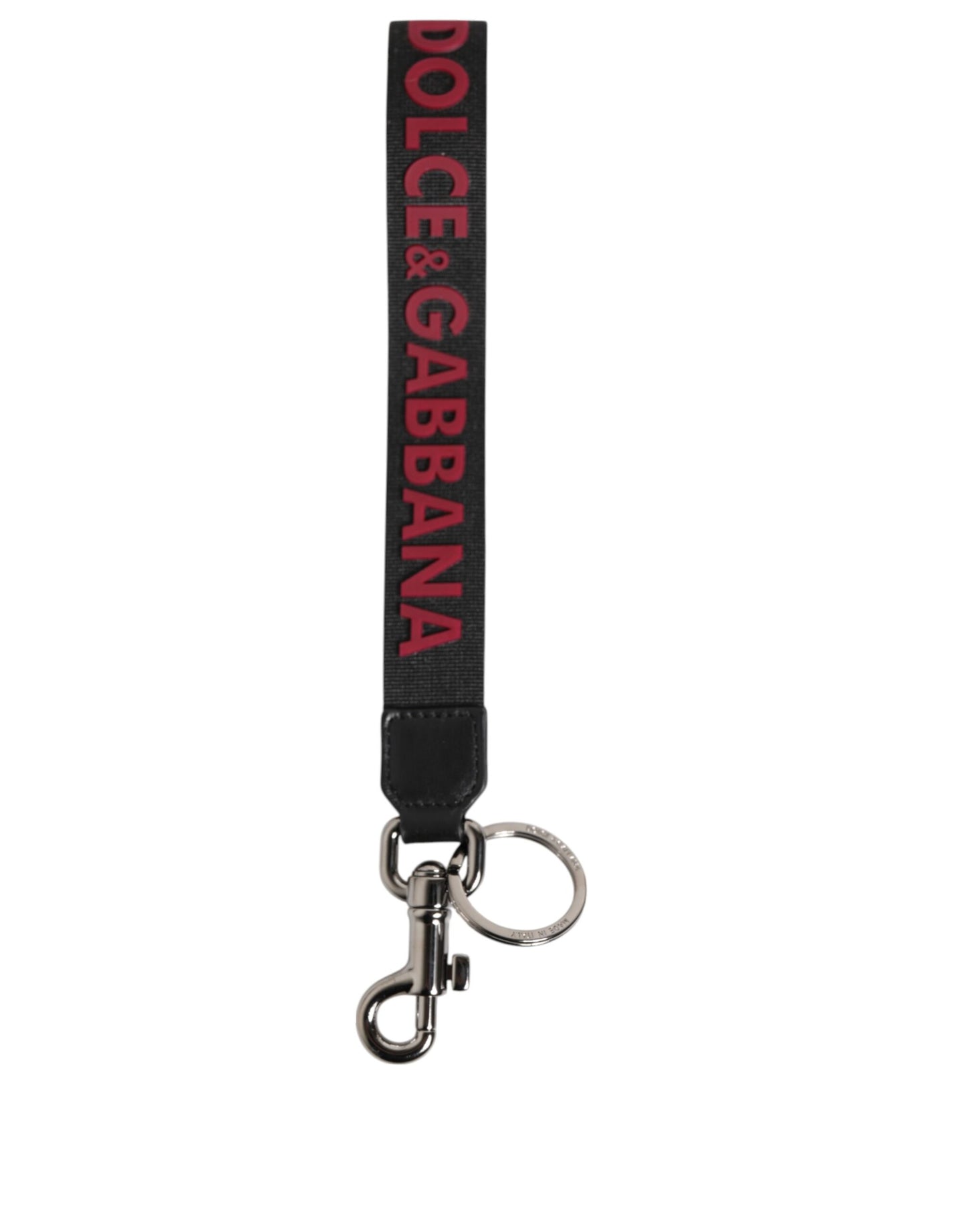 Dolce & Gabbana Schwarz Rot DG Logo Polyester Silber Männer Schlüsselbund Schlüsselanhänger