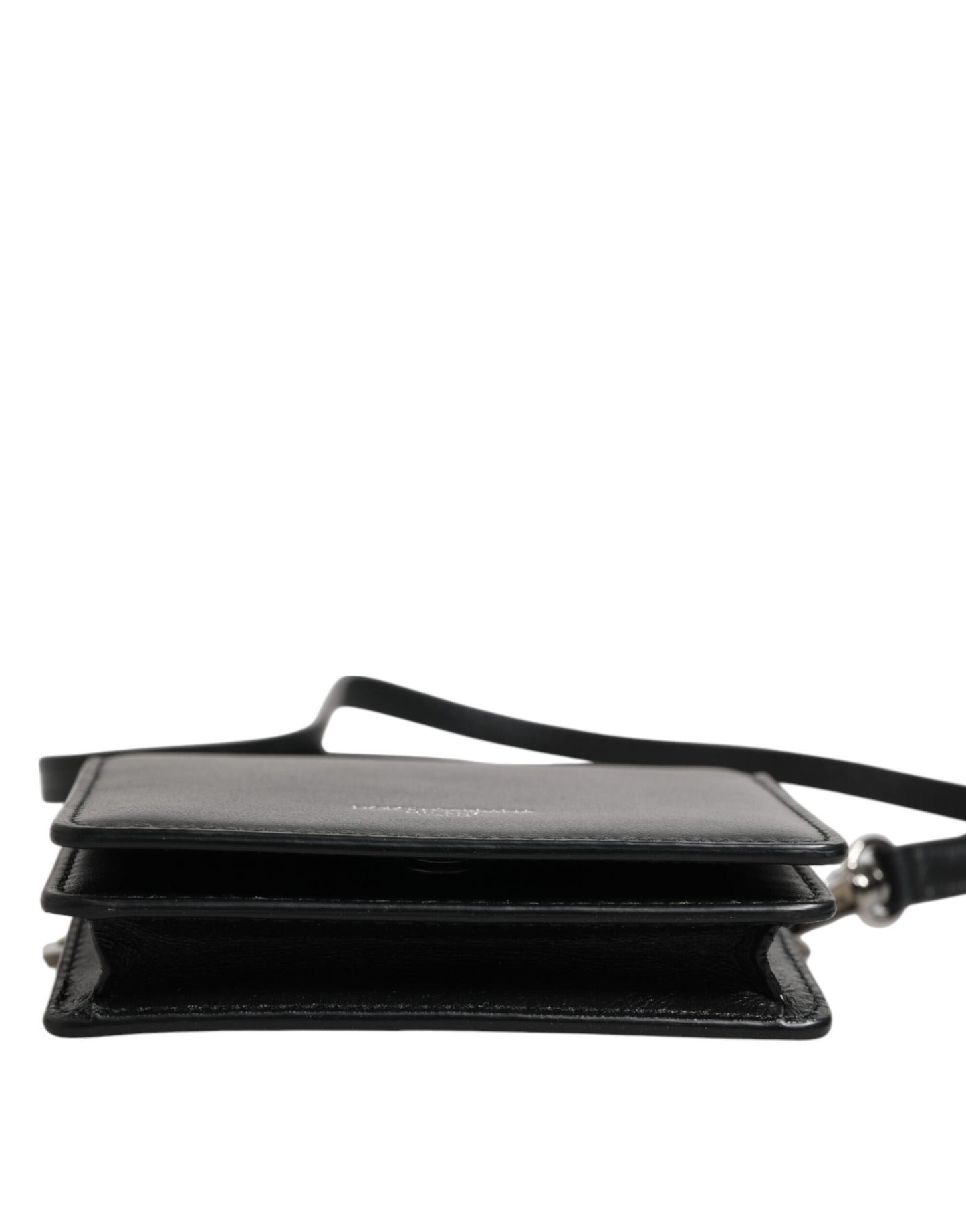 Dolce & Gabbana Schwarz Leder Bifold Kartenhalter Crossbody Herren Borse Tasche