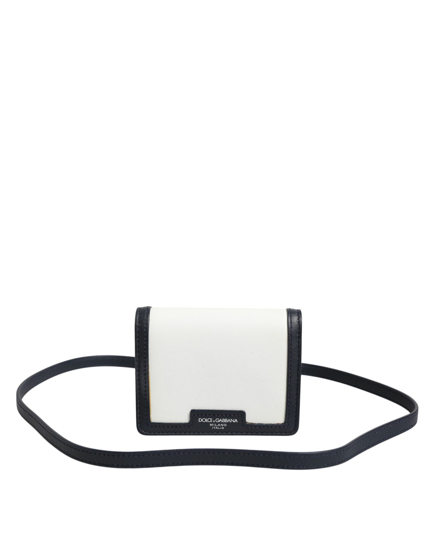 Dolce & Gabbana Beige Schwarz Leder Card Holder Crossbody Herren Borse Tasche