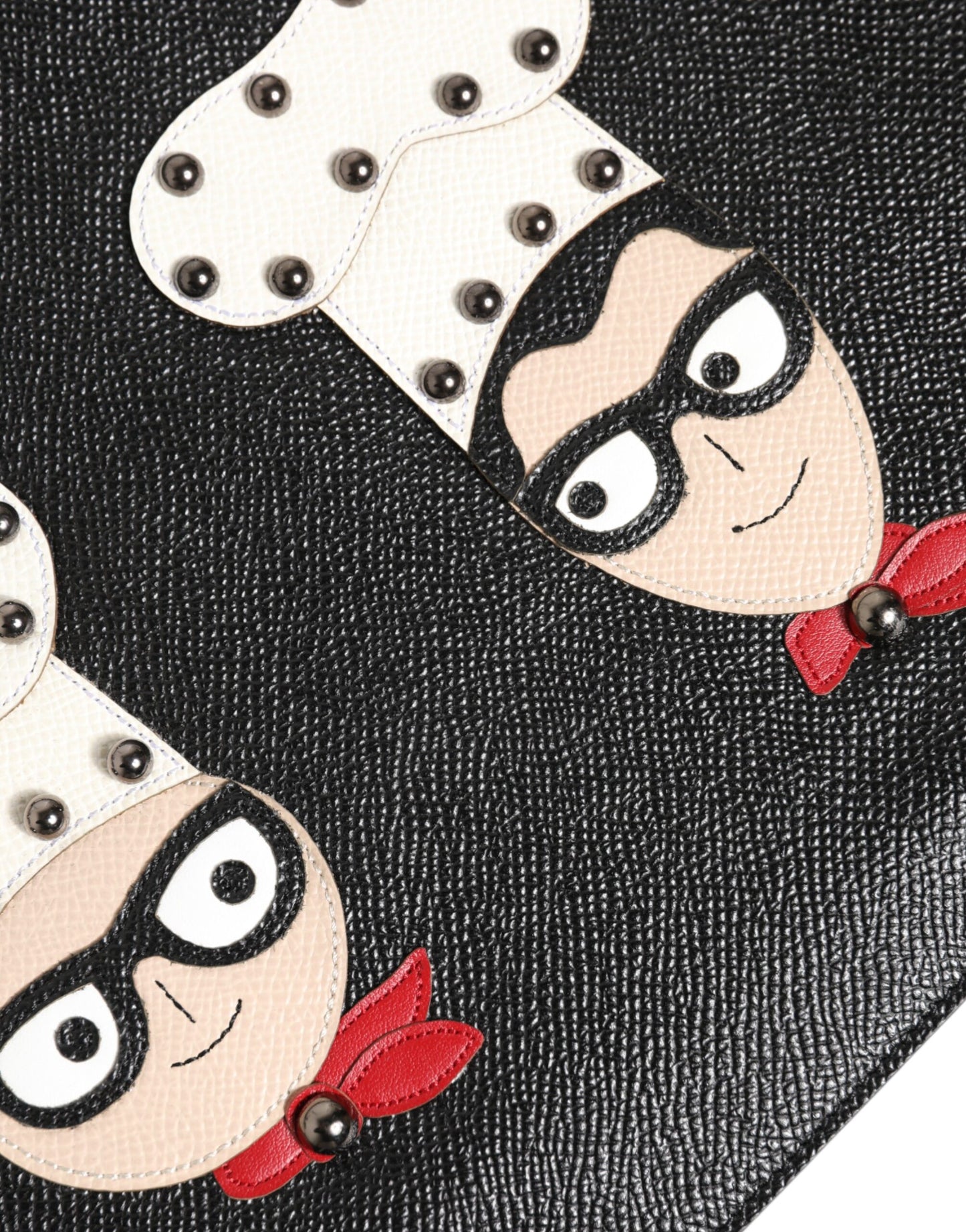 Dolce & Gabbana Schwarzes Leder #DGFAMILY Verschönerte Herren Clutch Pouch Tasche