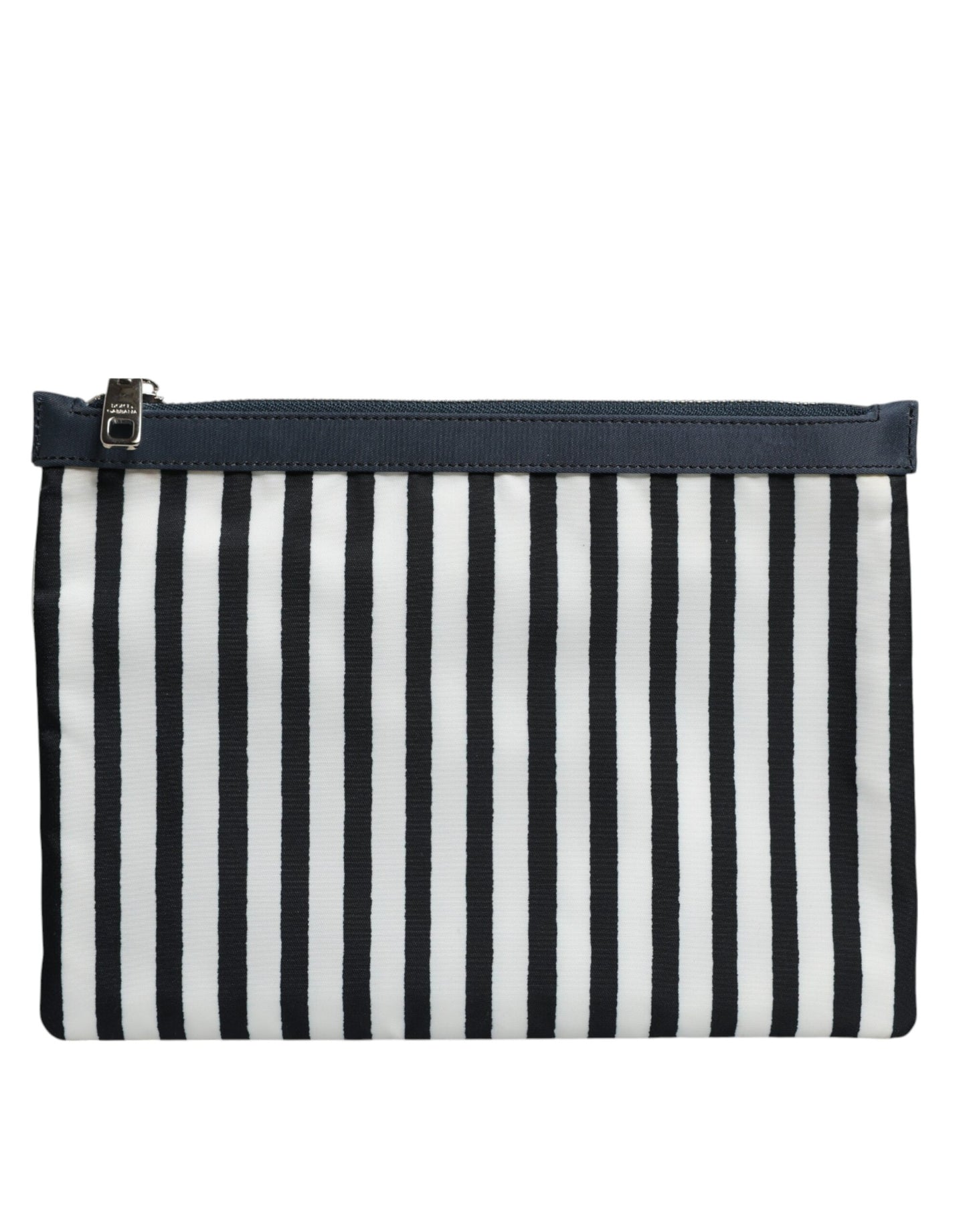 Dolce & Gabbana Schwarz-weiß gestreifte Logo-Plakette Clutch Pouch Bag