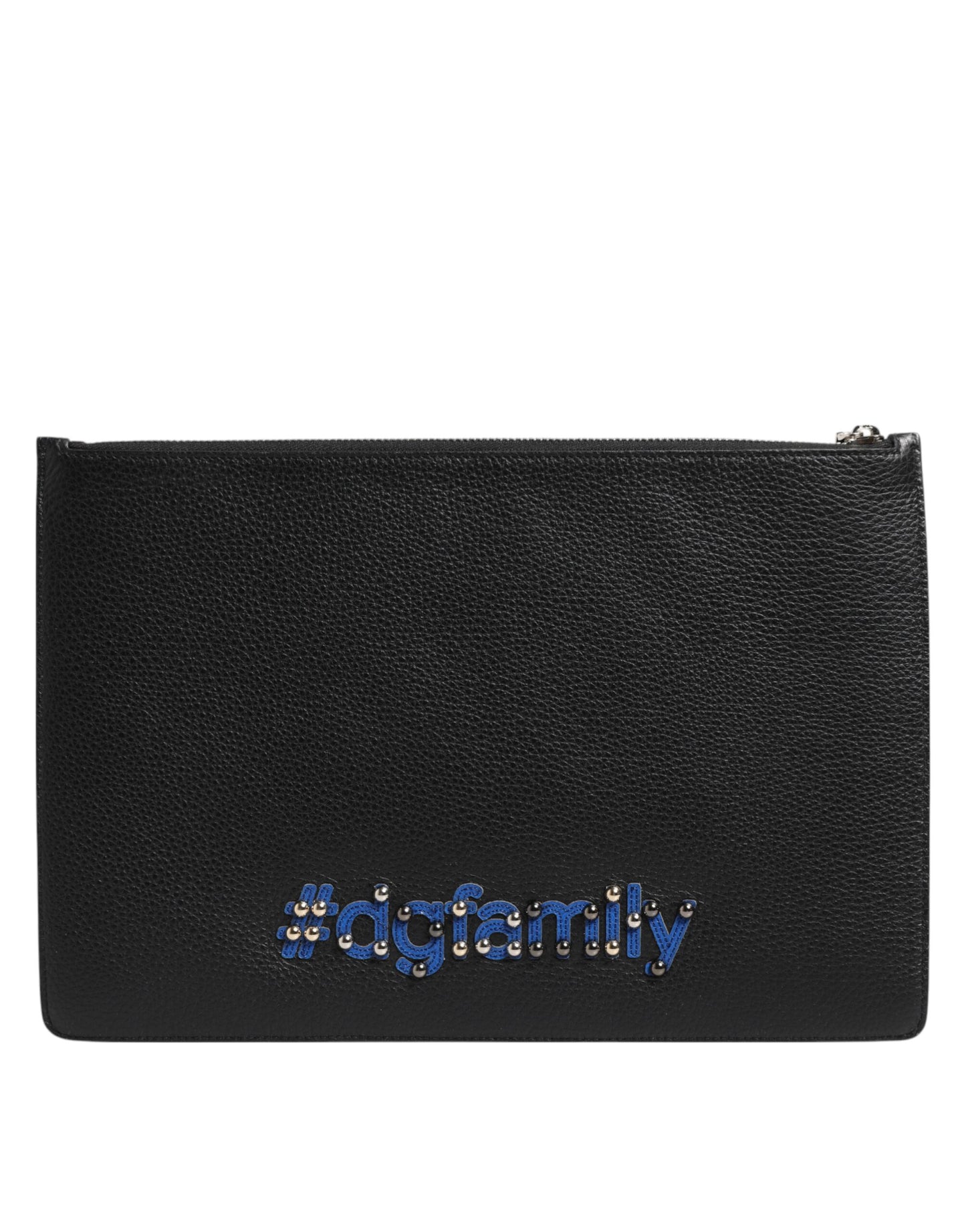 Dolce & Gabbana Schwarzes Leder #DGFAMILY Verschönerte Herren Clutch Pouch Tasche