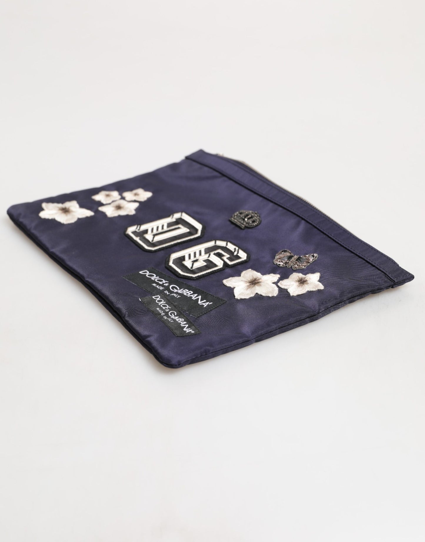 Dolce & Gabbana Blaue DG Logo Patch verschönerte Tasche Clutch Men Borse Tasche