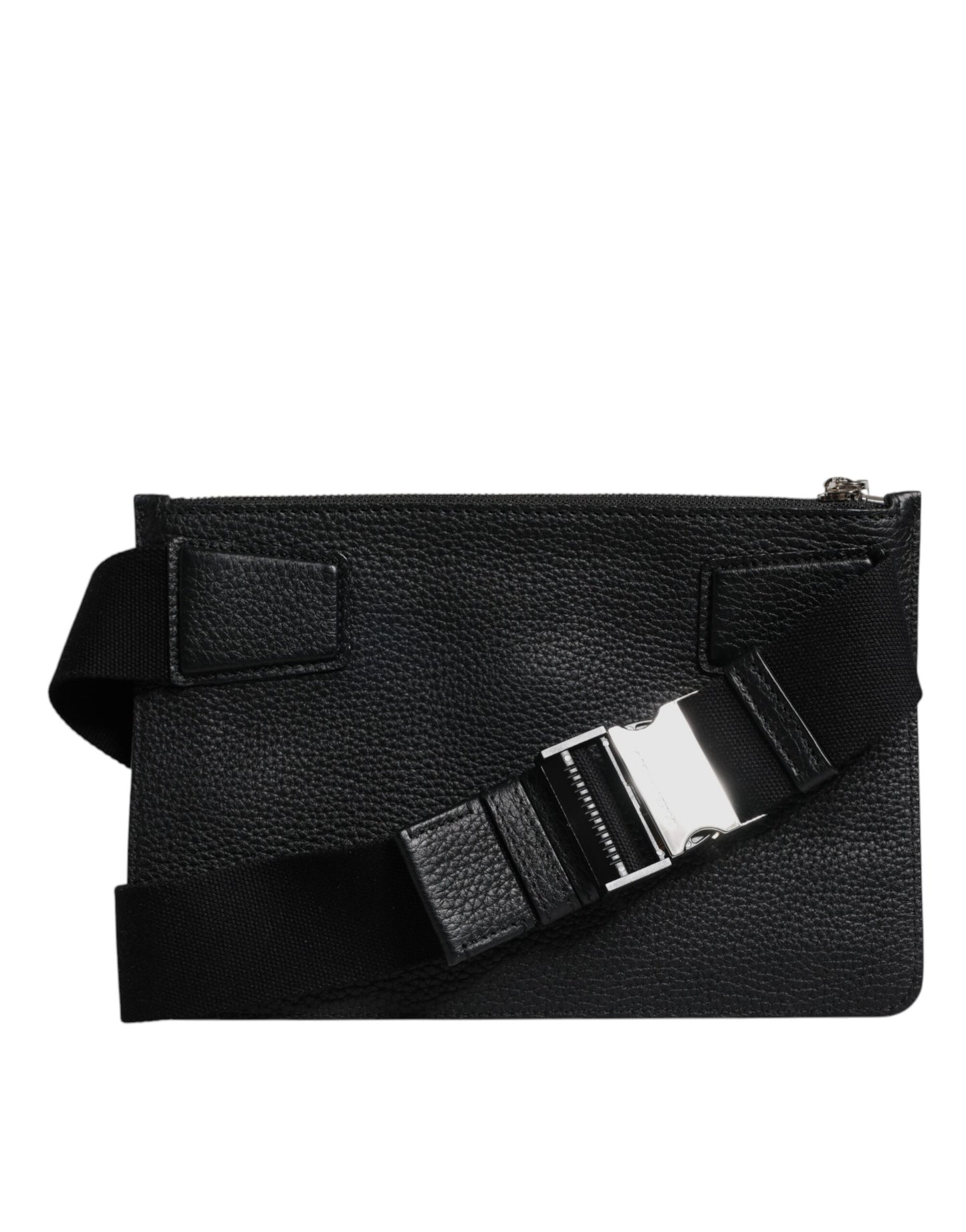 Dolce & Gabbana Schwarze Leder Gürteltasche mit Logoprägung Borse Tasche