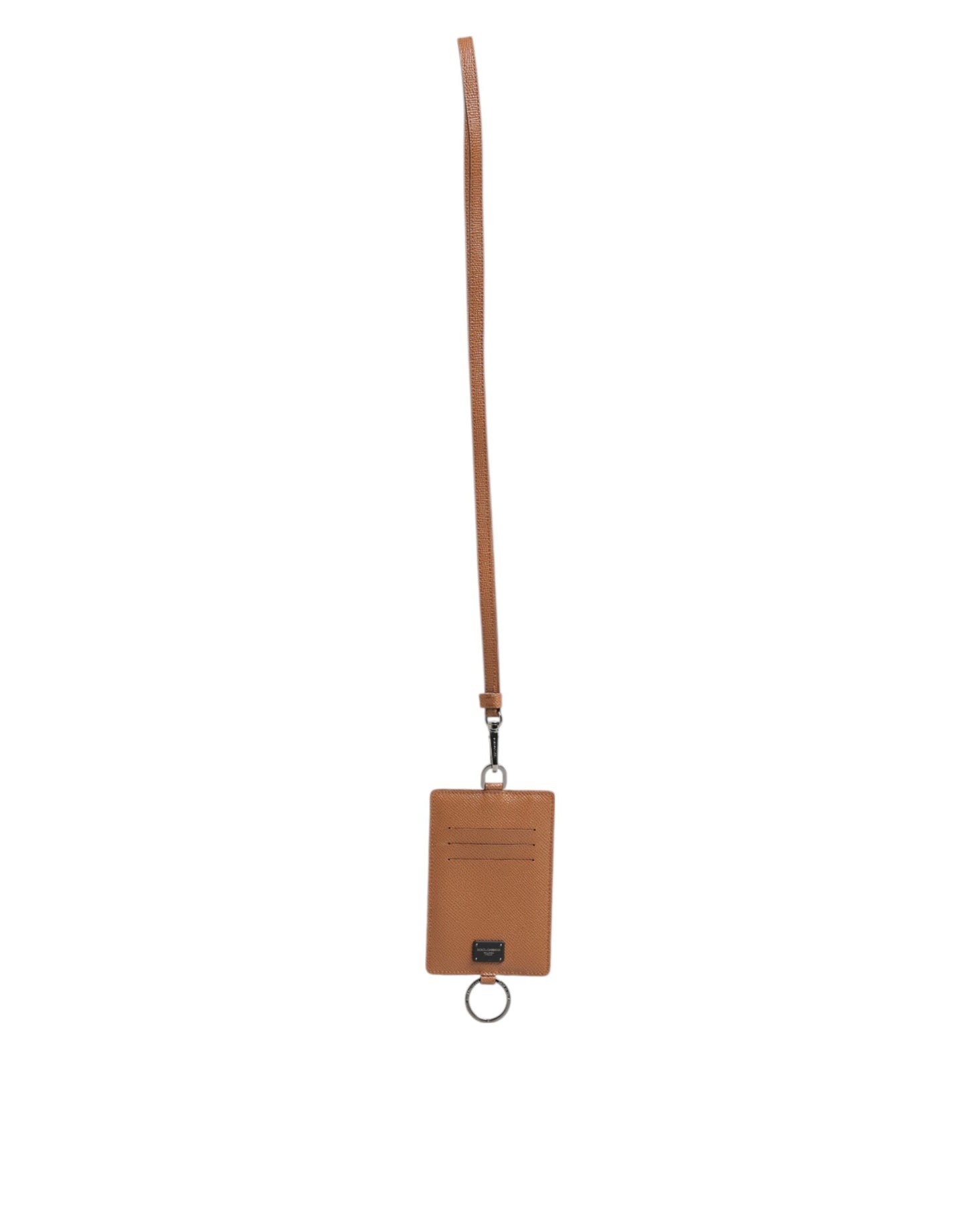 Dolce & Gabbana Dunkelbraun Leder Lanyard Logo Kartenhalter Männer Brieftasche