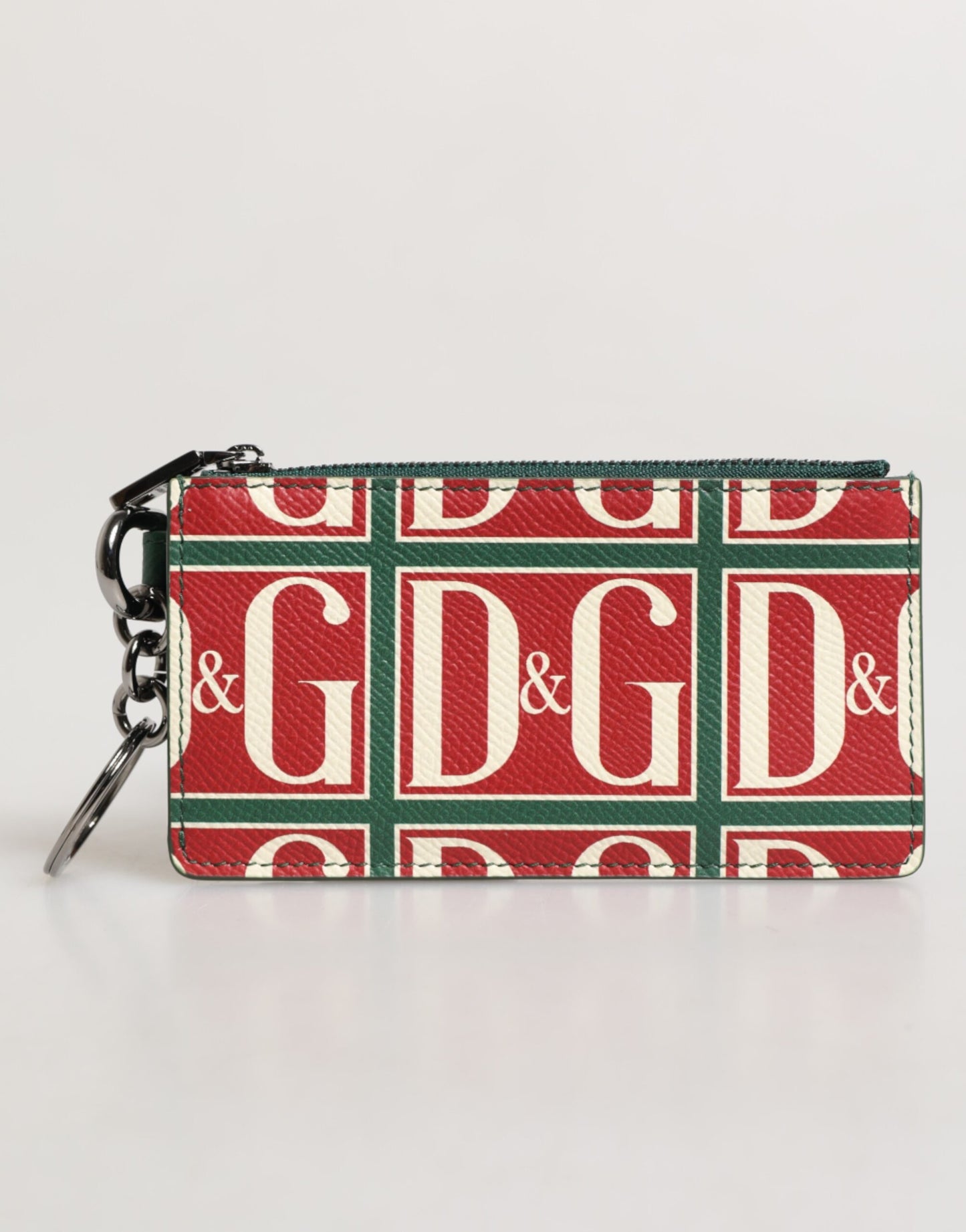 Dolce & Gabbana Grünes Kalbsleder Logo-Druck Monogramm Kartenhalter Brieftasche
