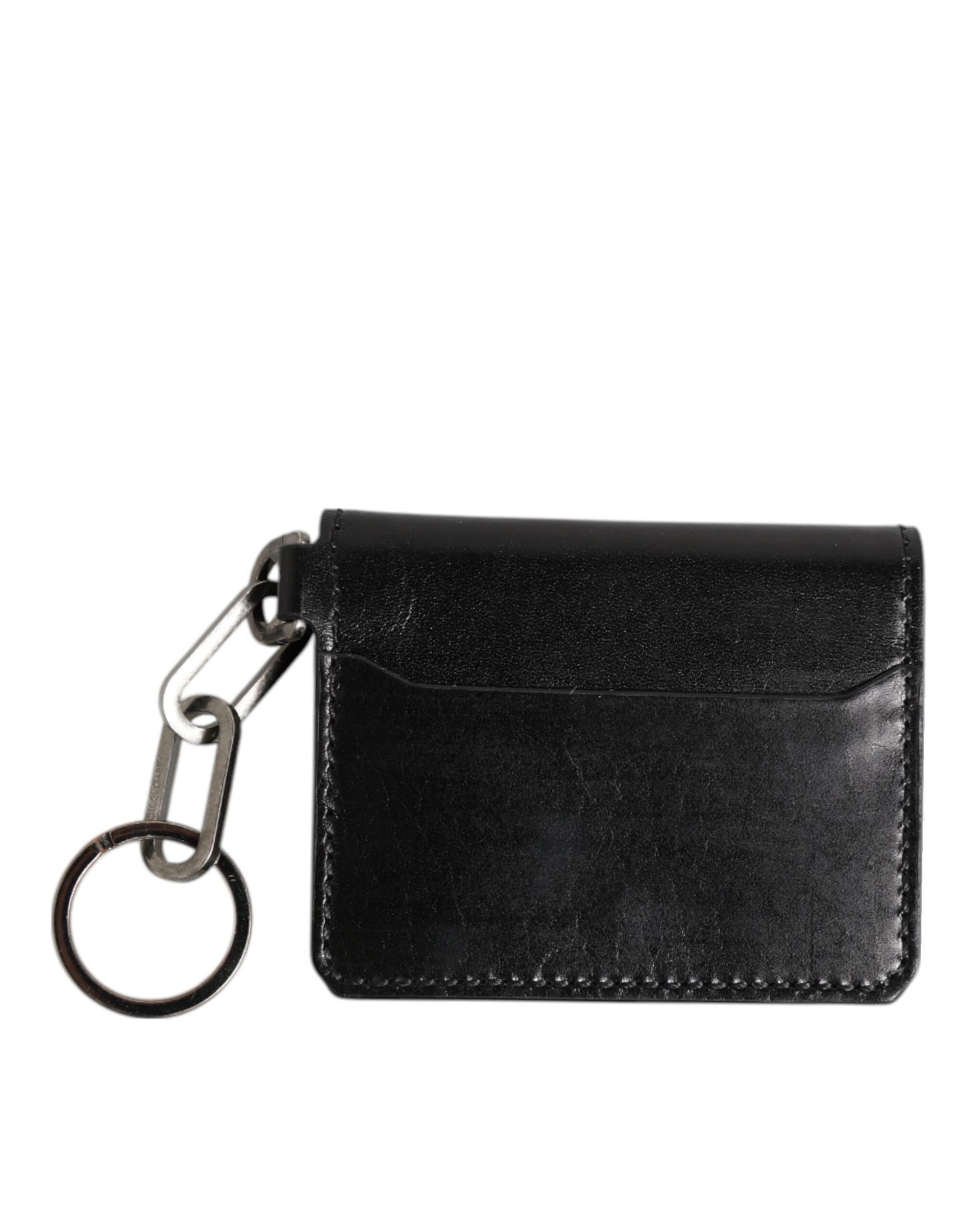 Dolce & Gabbana Schwarzes Leder mit Logo-Prägung Schlüsselanhänger Kartenhalter Brieftasche