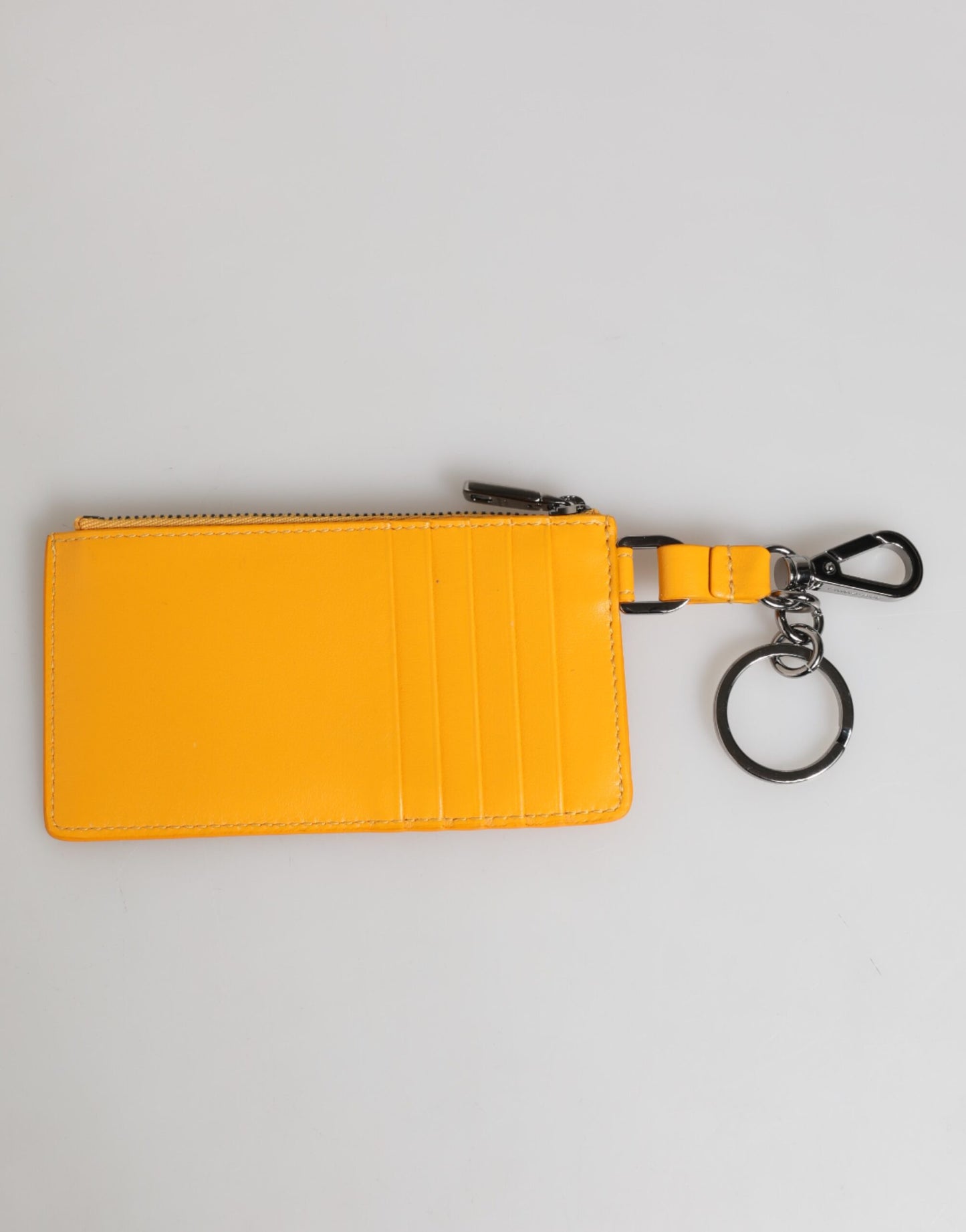 Dolce & Gabbana Gelb Orange Leder Kreditkarte Schlüsselhalter Clip auf Brieftasche