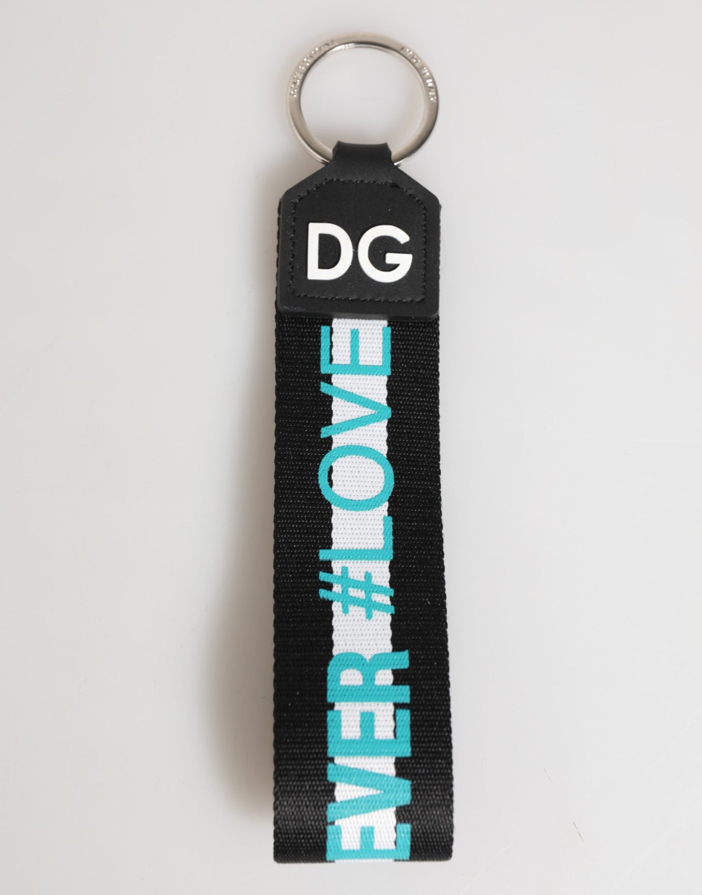 Dolce & Gabbana Multicolor Logo Polyester Messing Halter Schlüsselanhänger Schlüsselring