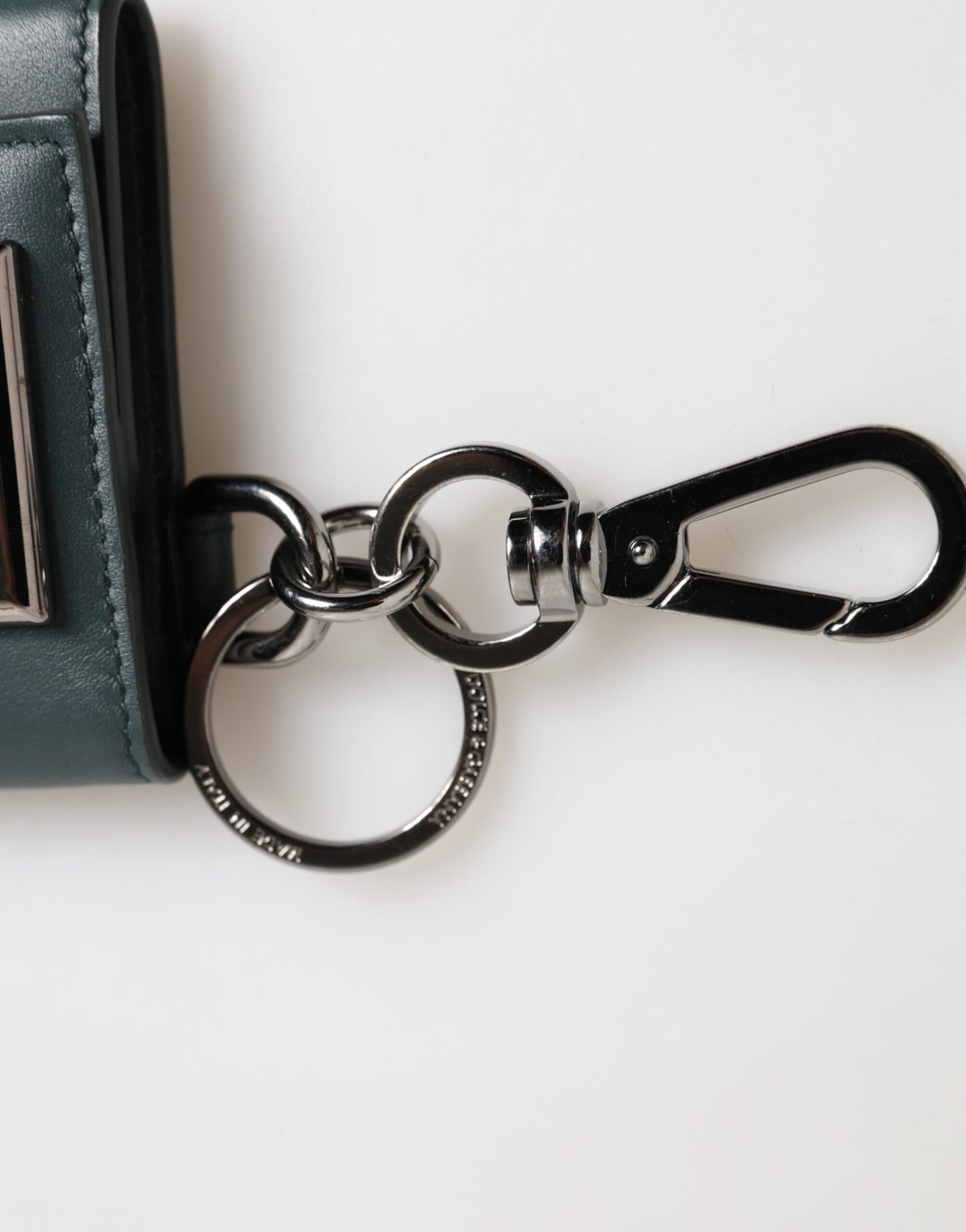 Dolce & Gabbana Dunkelgrünes Leder DG Logo Münzbeutel Tasche Charm Wallet