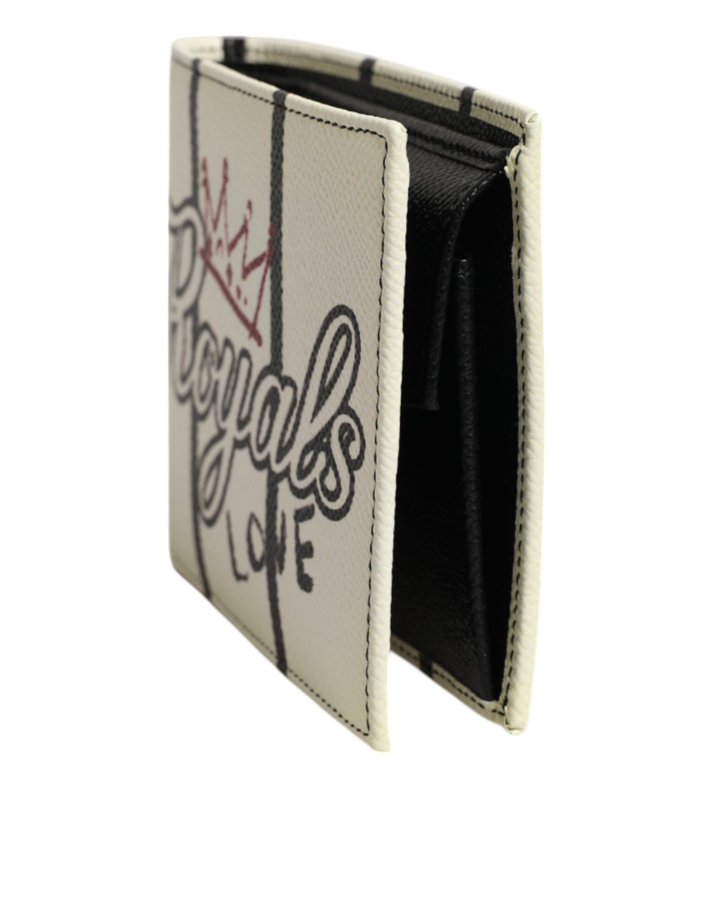 Dolce & Gabbana Weißes Leder DG Crown Royals Bifold Card Holder Wallet