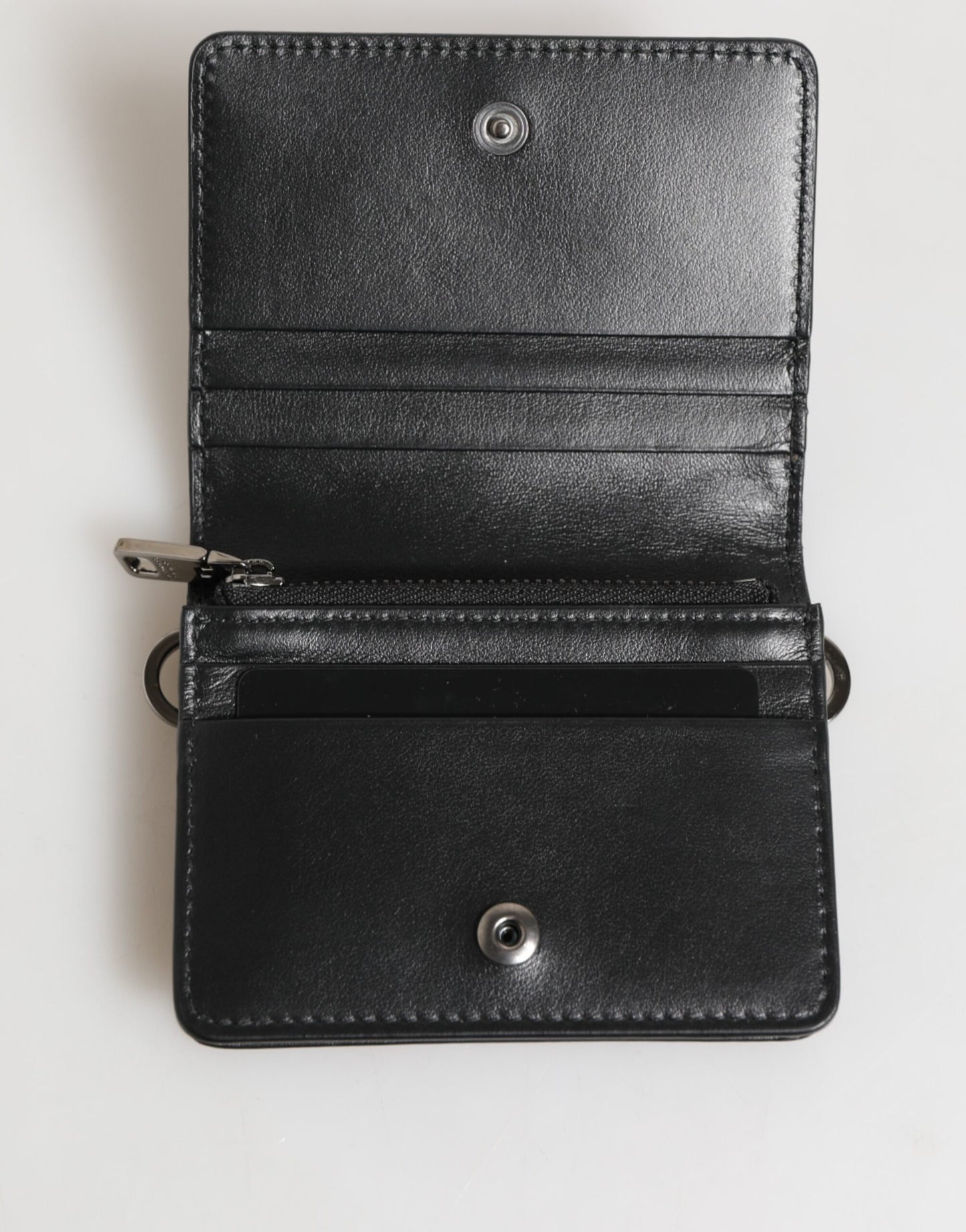 Dolce & Gabbana Schwarzes Leder DG Logo Bifold Karteninhaber Herren Borse Brieftasche