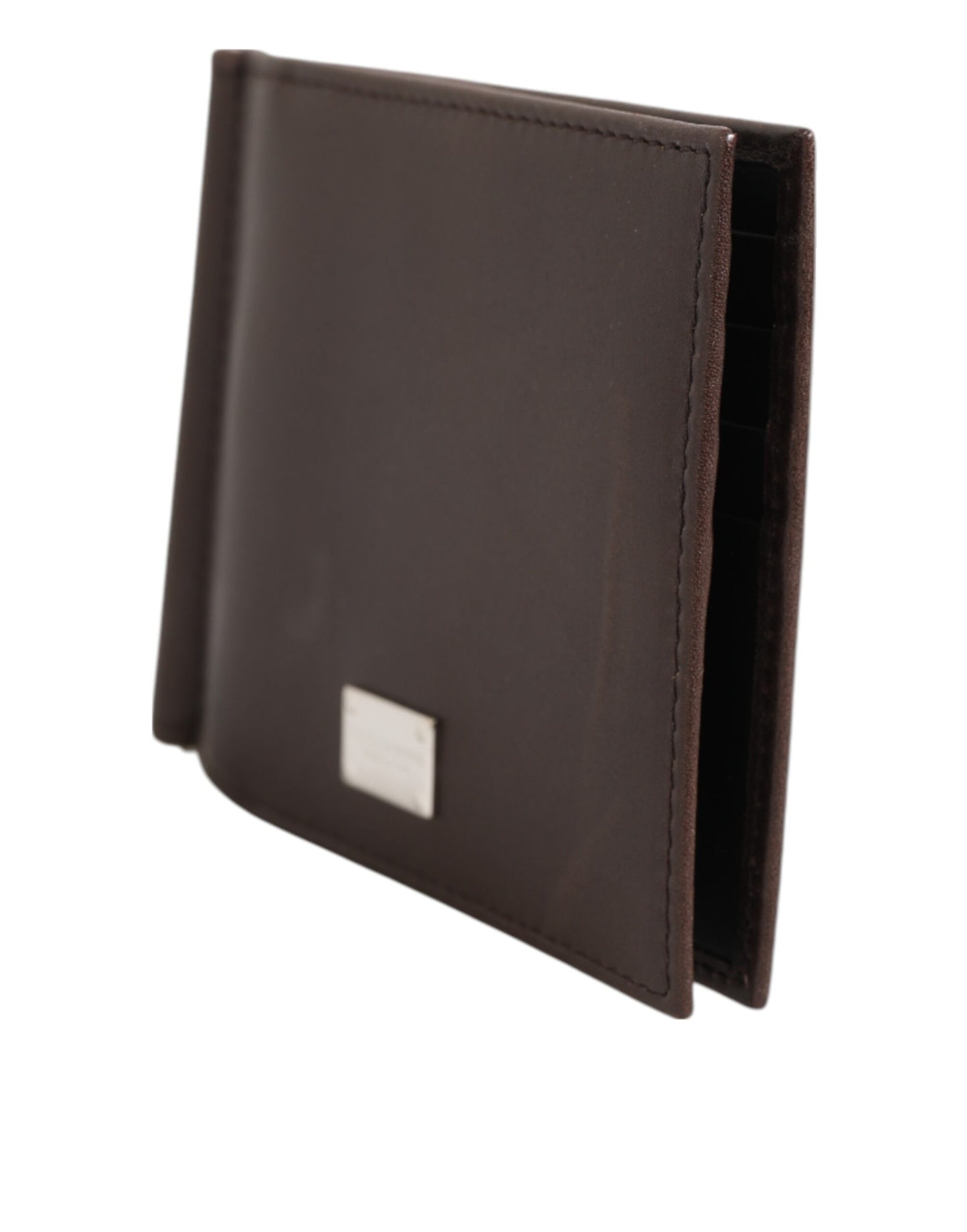 Dolce & Gabbana Braunes Leder DG Logo Gravur Bifold Card Holder Wallet