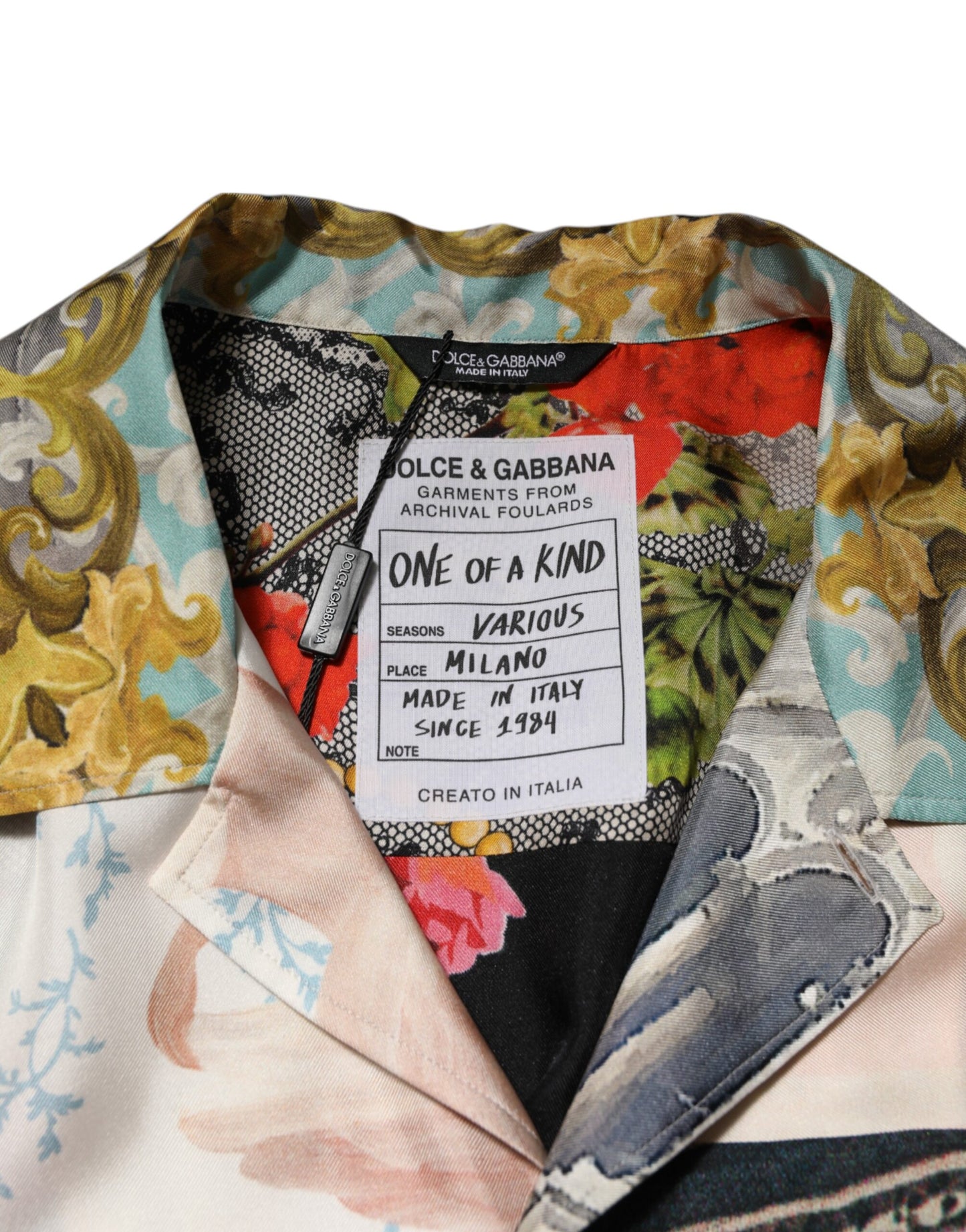 Dolce & Gabbana Multicolor Seidenoper Print Herren Freizeithemd