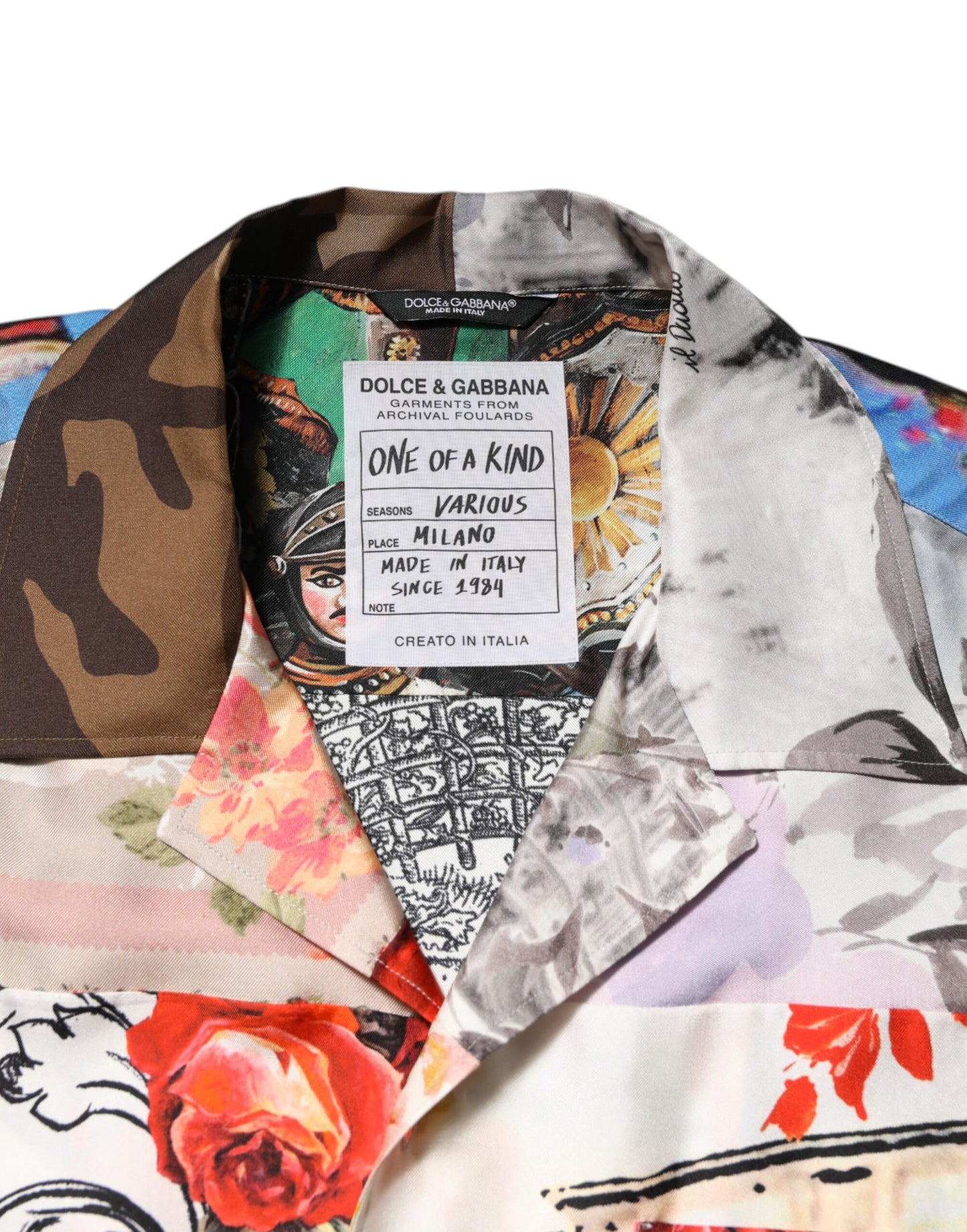 Dolce & Gabbana Mehrfarbig bedrucktes Freizeithemd mit kurzen Ärmeln