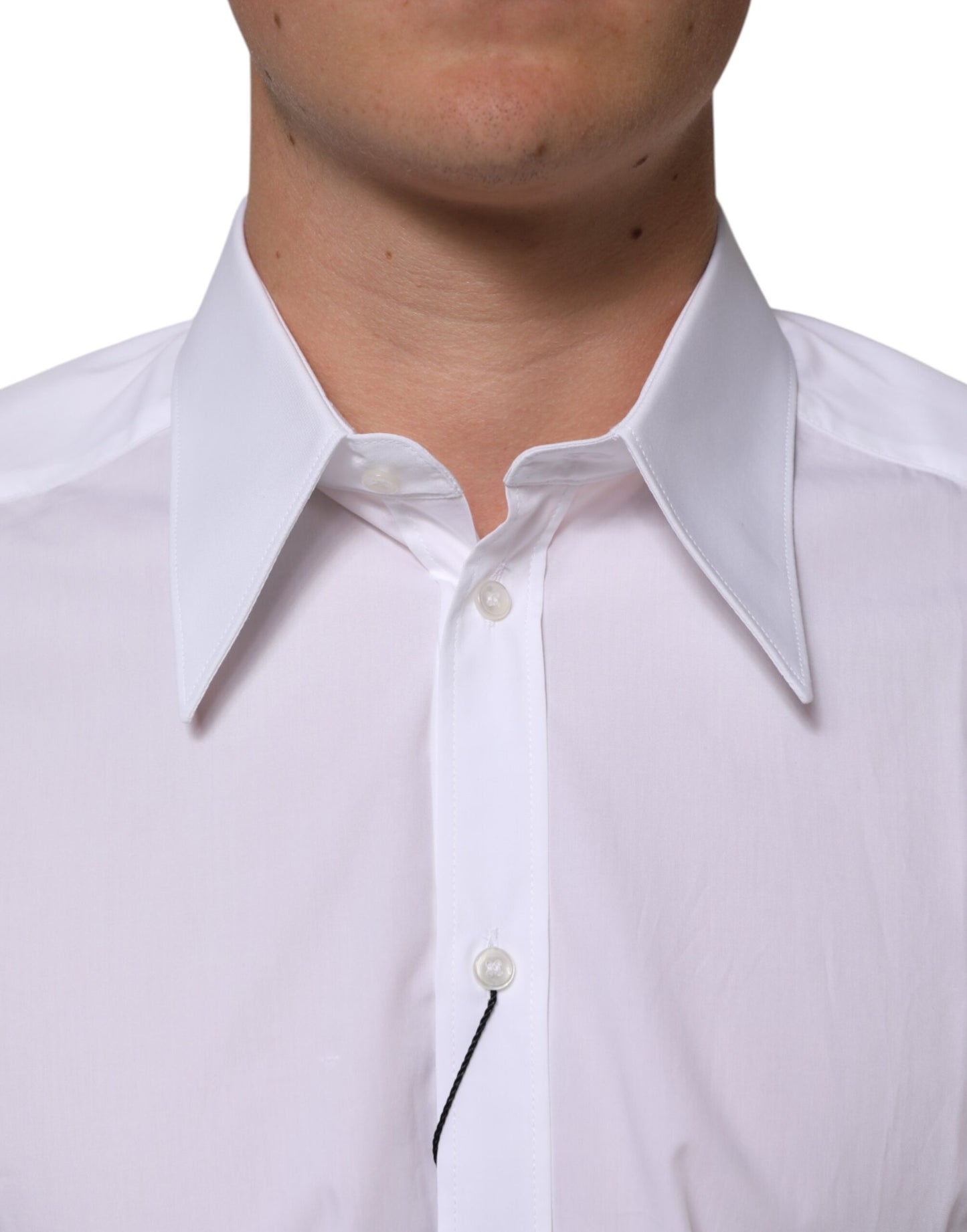 Dolce & Gabbana Weiß Baumwolle Slim Fit Kleid Formal Männer Hemd