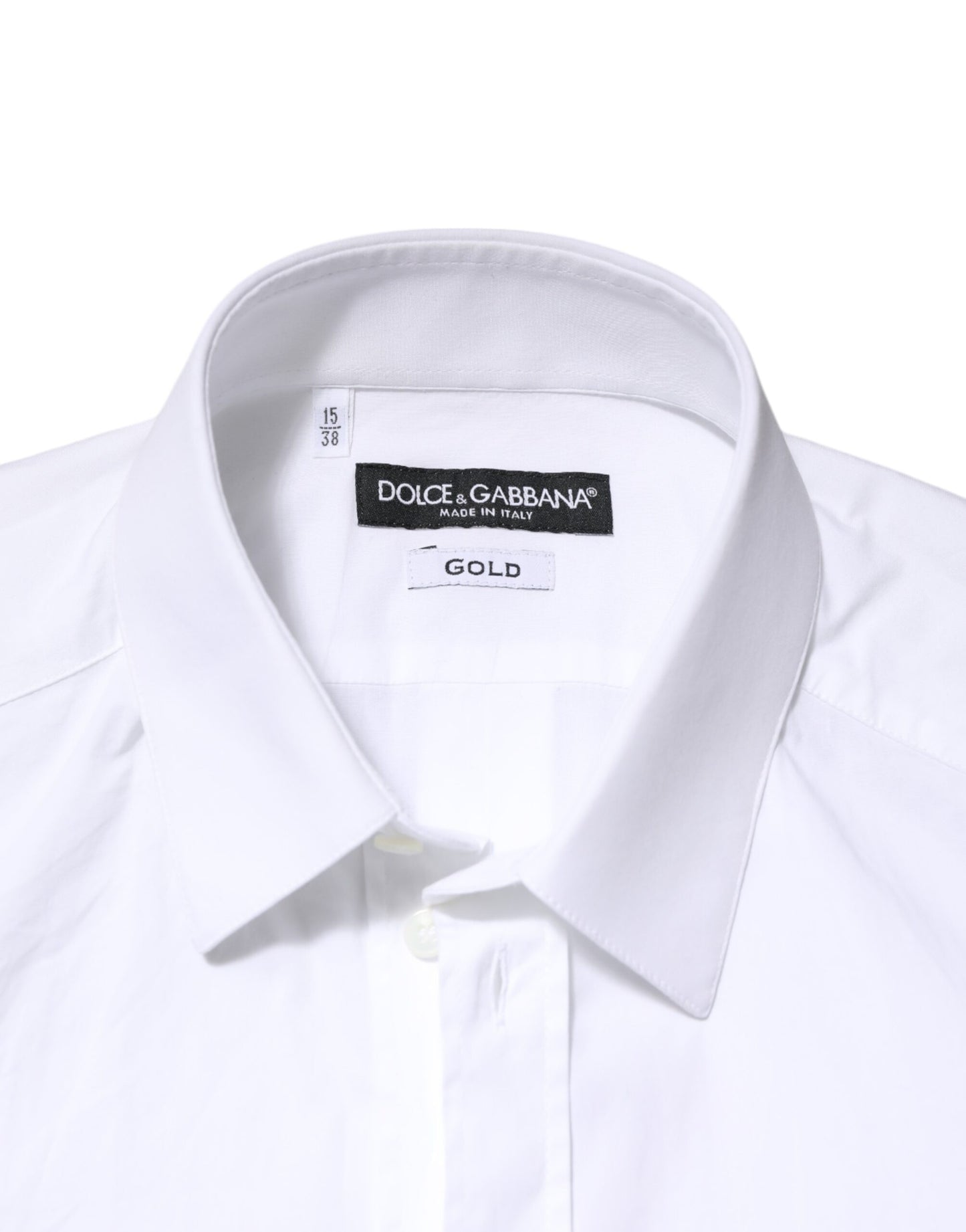Dolce & Gabbana Weiß GOLD Baumwolle Lange Ärmel Kleid Männer Hemd