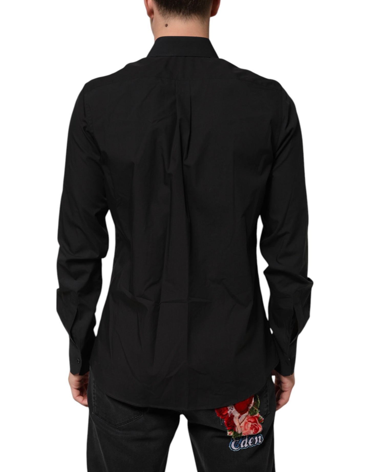 Dolce & Gabbana Schwarz MARTINI Slim Fit Kleid Formales Herrenhemd