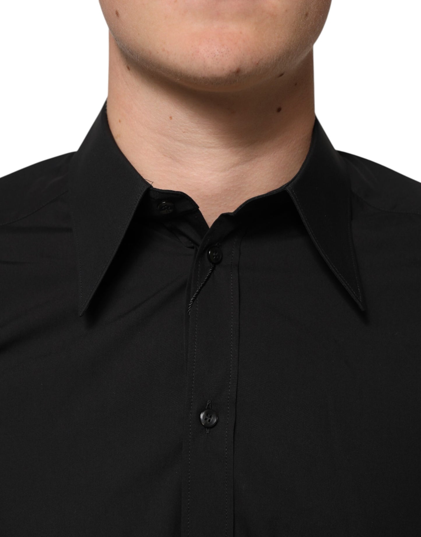 Dolce & Gabbana Schwarz MARTINI Slim Fit Kleid Formales Herrenhemd