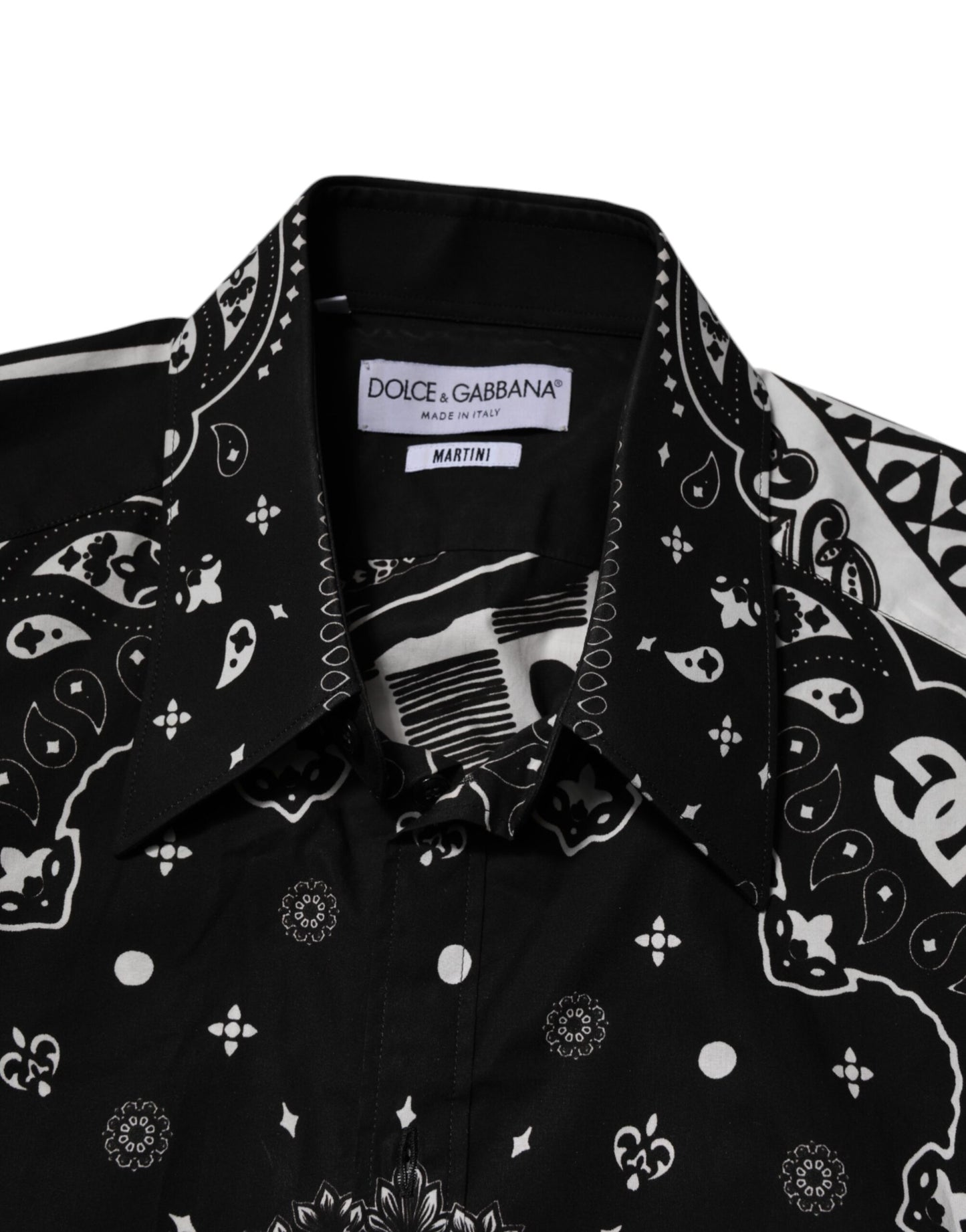 Dolce & Gabbana Schwarzes Bandana Print Logo MARTINI Kleid Hemd