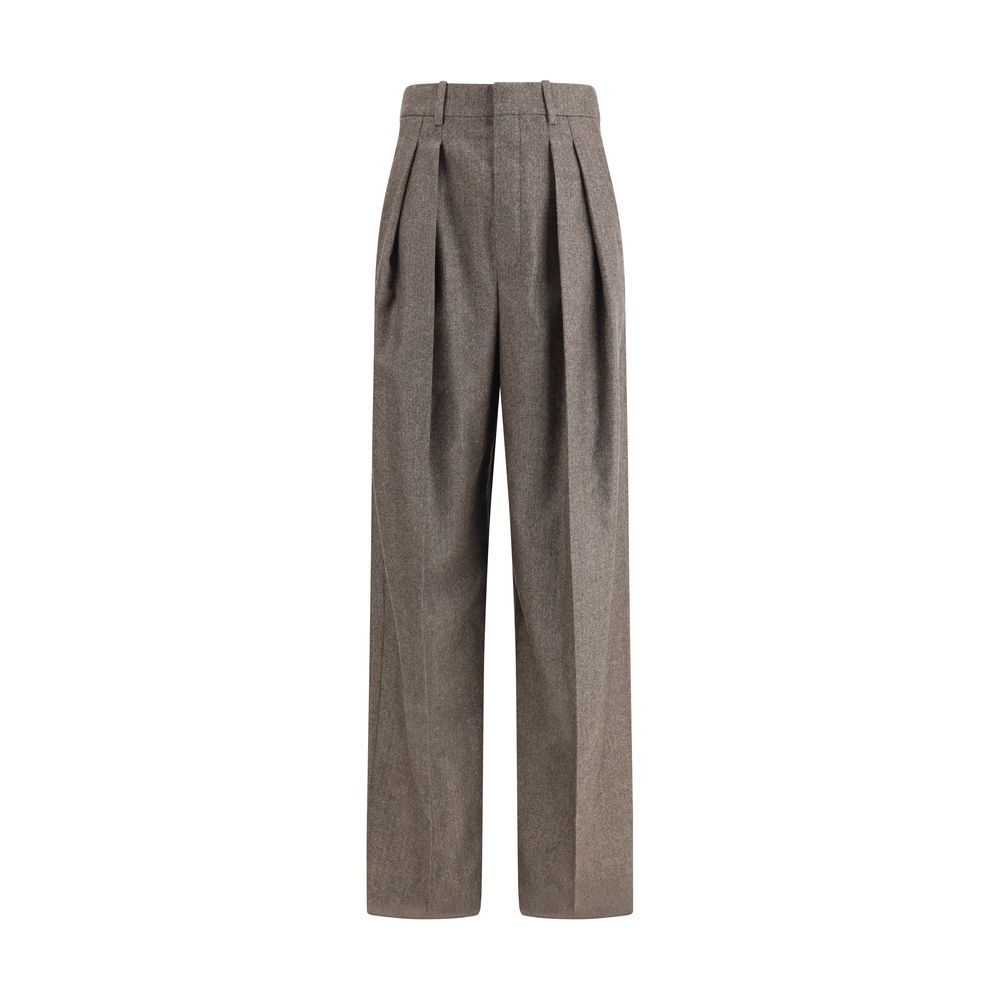 Saint Laurent Hose mit weitem Bein aus Wolle mit Fischgrätenmuster