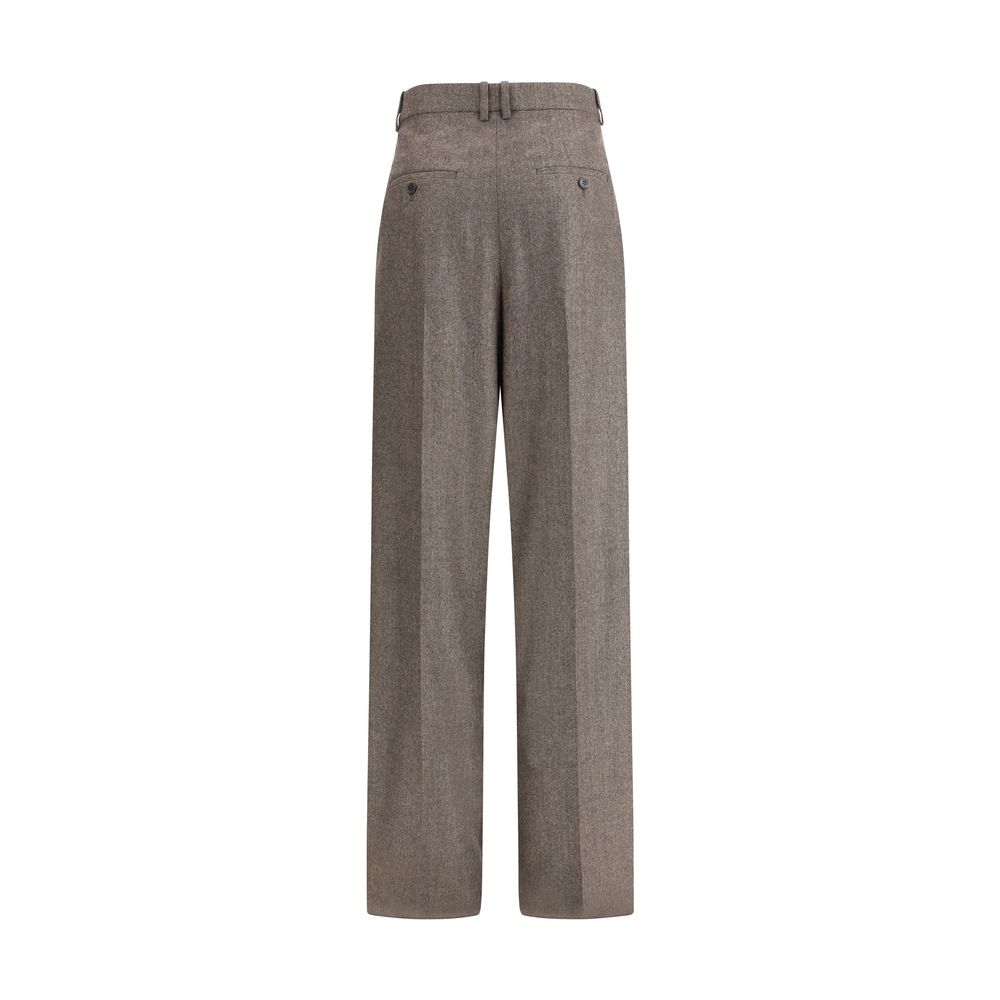Saint Laurent Hose mit weitem Bein aus Wolle mit Fischgrätenmuster