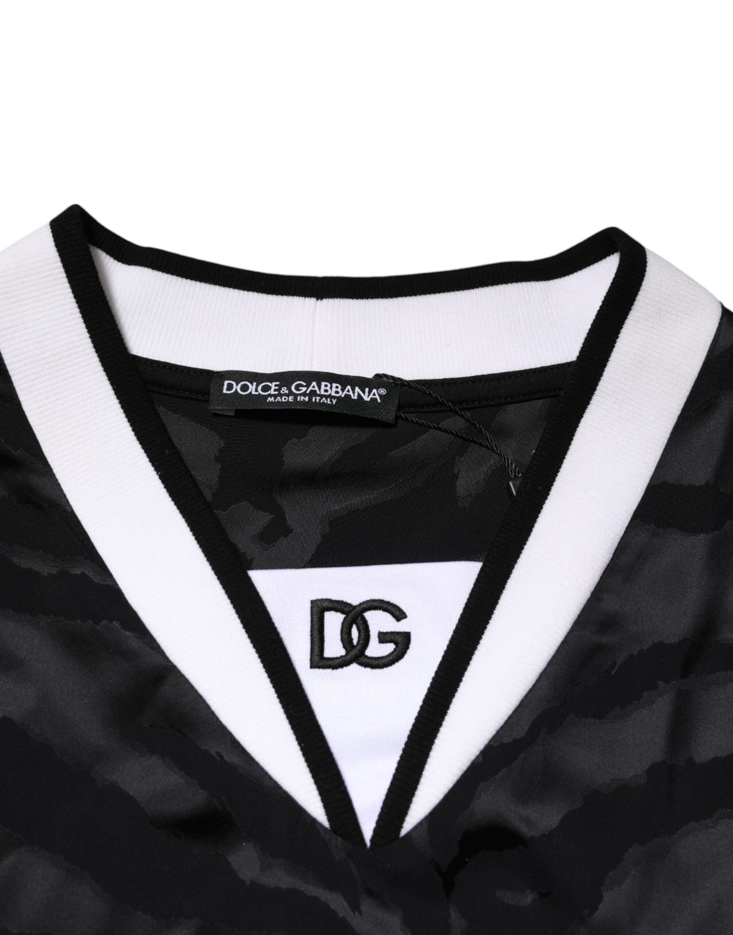 Dolce & Gabbana Weiß Schwarz Polyester DG Logo Mesh Jersey T-Shirt
