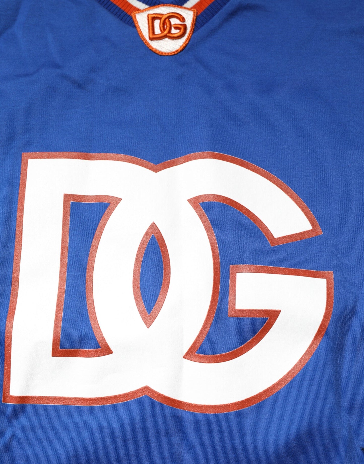 Dolce & Gabbana Blaues Baumwoll-DG-Logo-Mesh-Jersey-T-Shirt