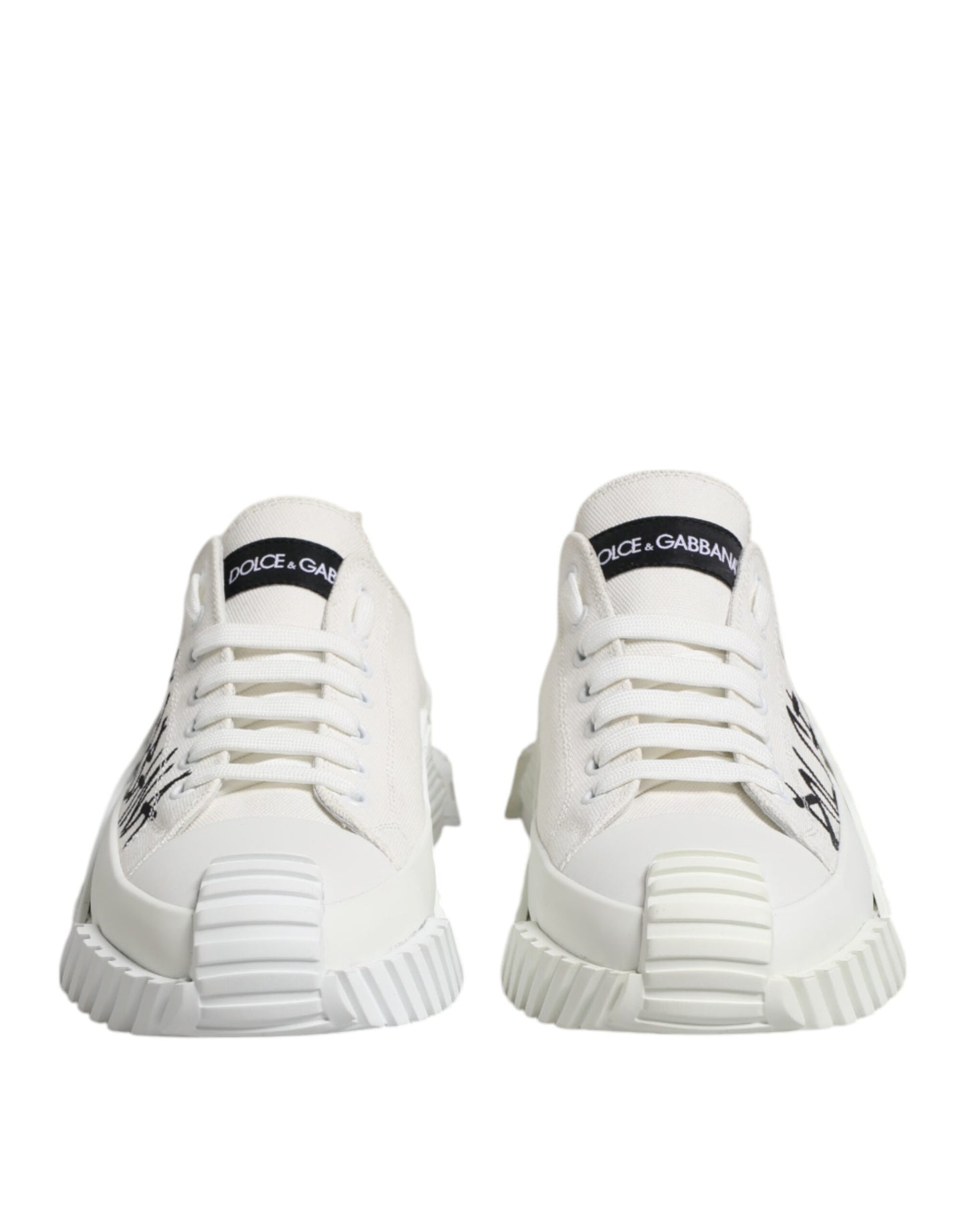 Dolce & Gabbana Weiß Logo Graffiti Low Top Turnschuhe Schuhe