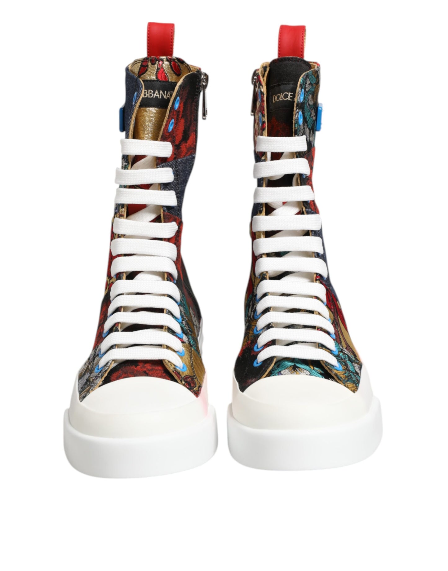 Dolce & Gabbana Multicolor Patchwork High Top Sneakers Schuhe