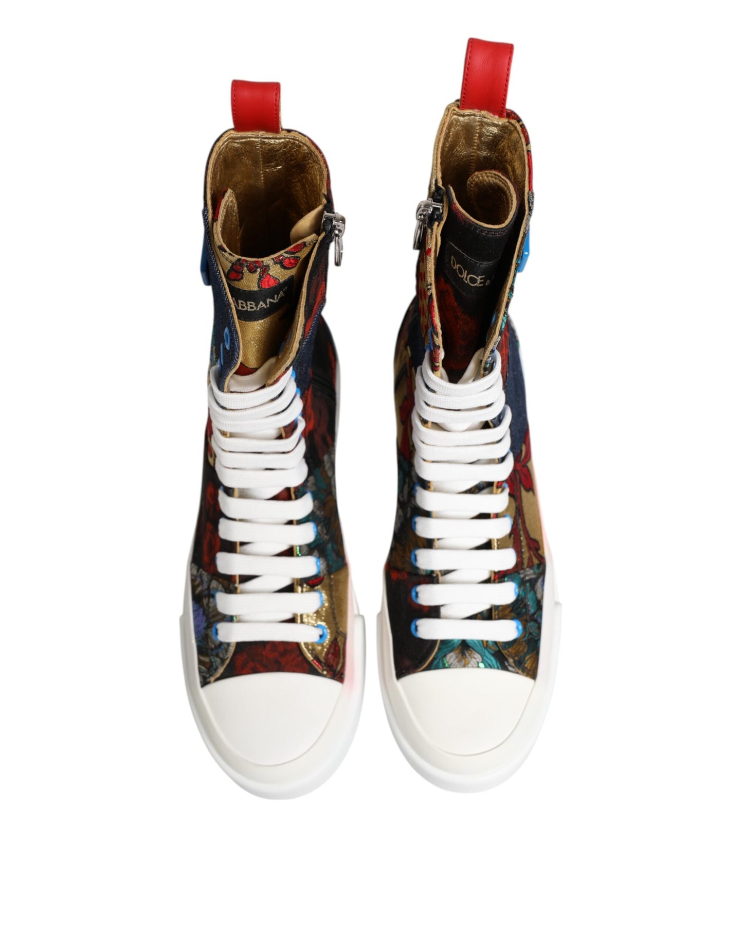 Dolce & Gabbana Multicolor Patchwork High Top Sneakers Schuhe